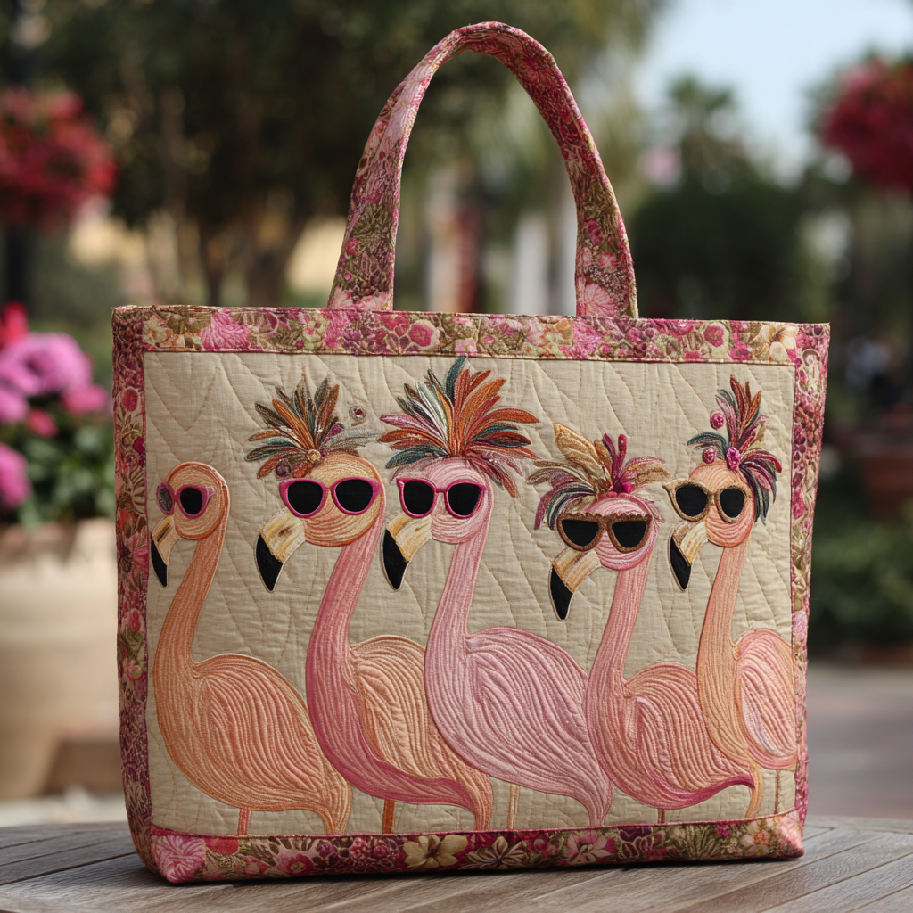 Flamingo Style Quilted Tote Bag Handbag For Women Flamingo Christmas Presents