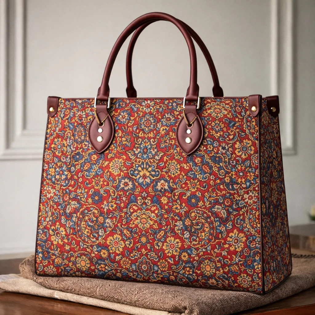 Floral Boho Chic Leather Bag Vintage Patterned Handbag Best Gift For Mother