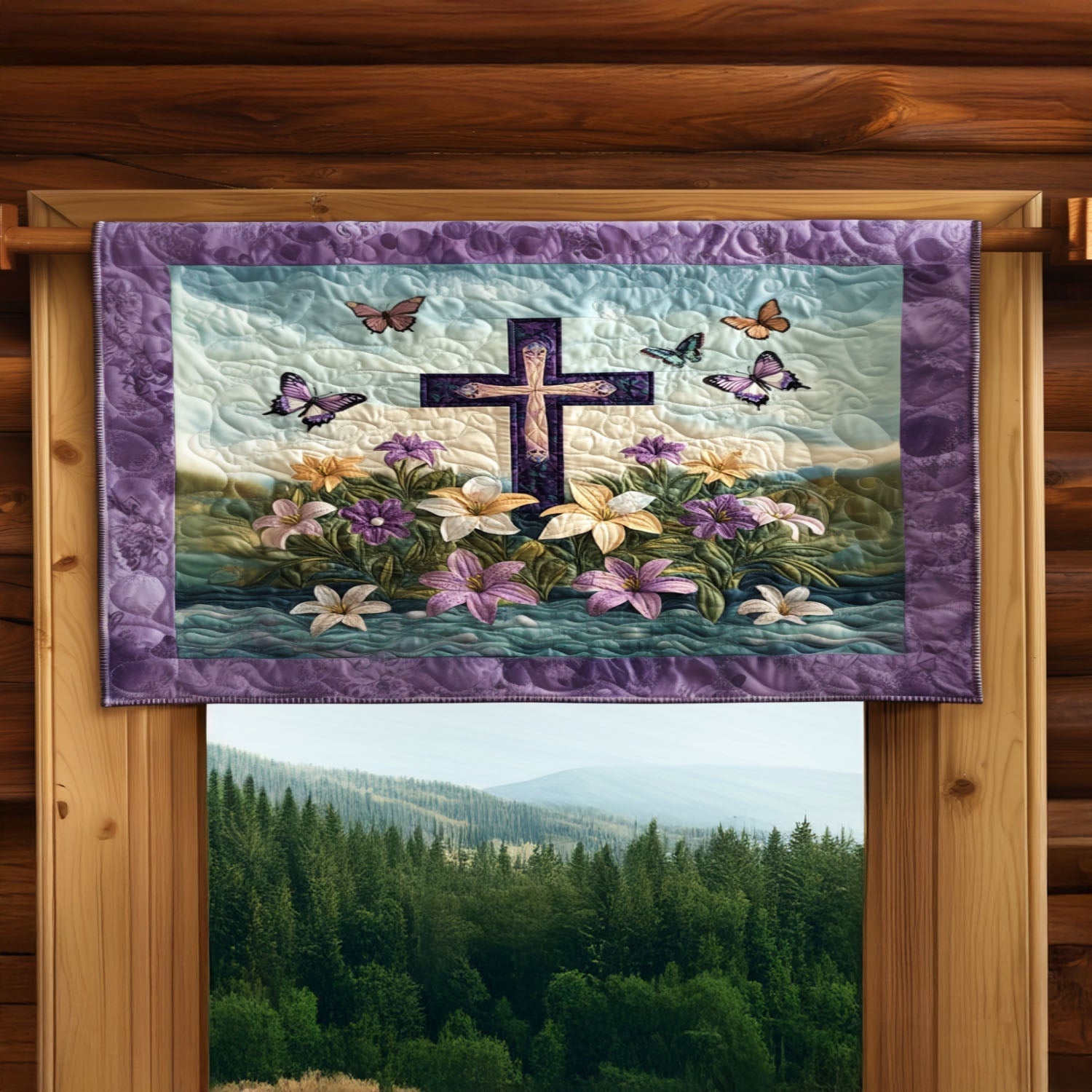 Floral Devotion Quilted Valance Door Entrance Decor Best Gifts For Lavender Lovers