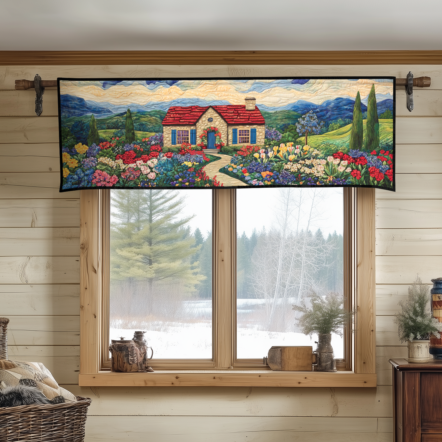 Floral Escape Quilted Valance Unique Front Door Decor Daisy Gifts For Mom