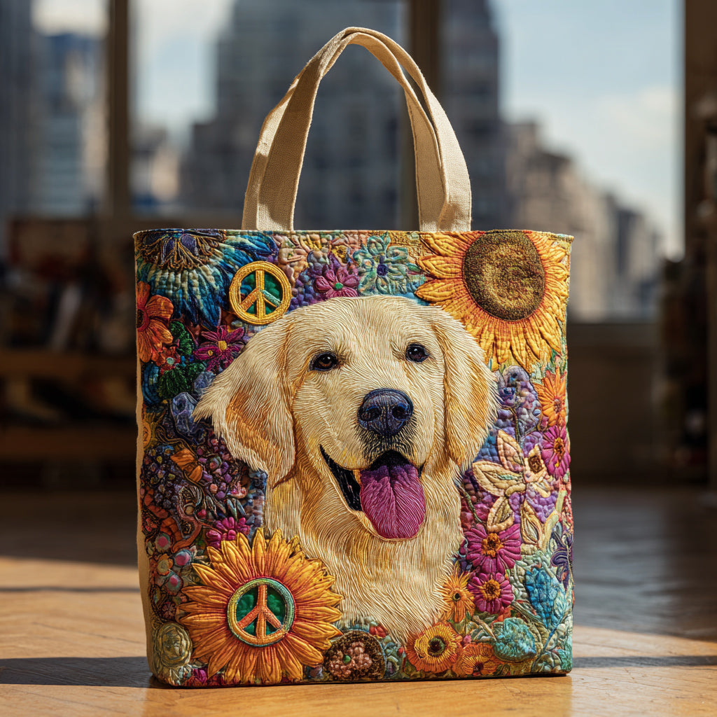 Floral Golden Retriever Quilted Tote Bag Tote Bags For Women Moms Day Gift