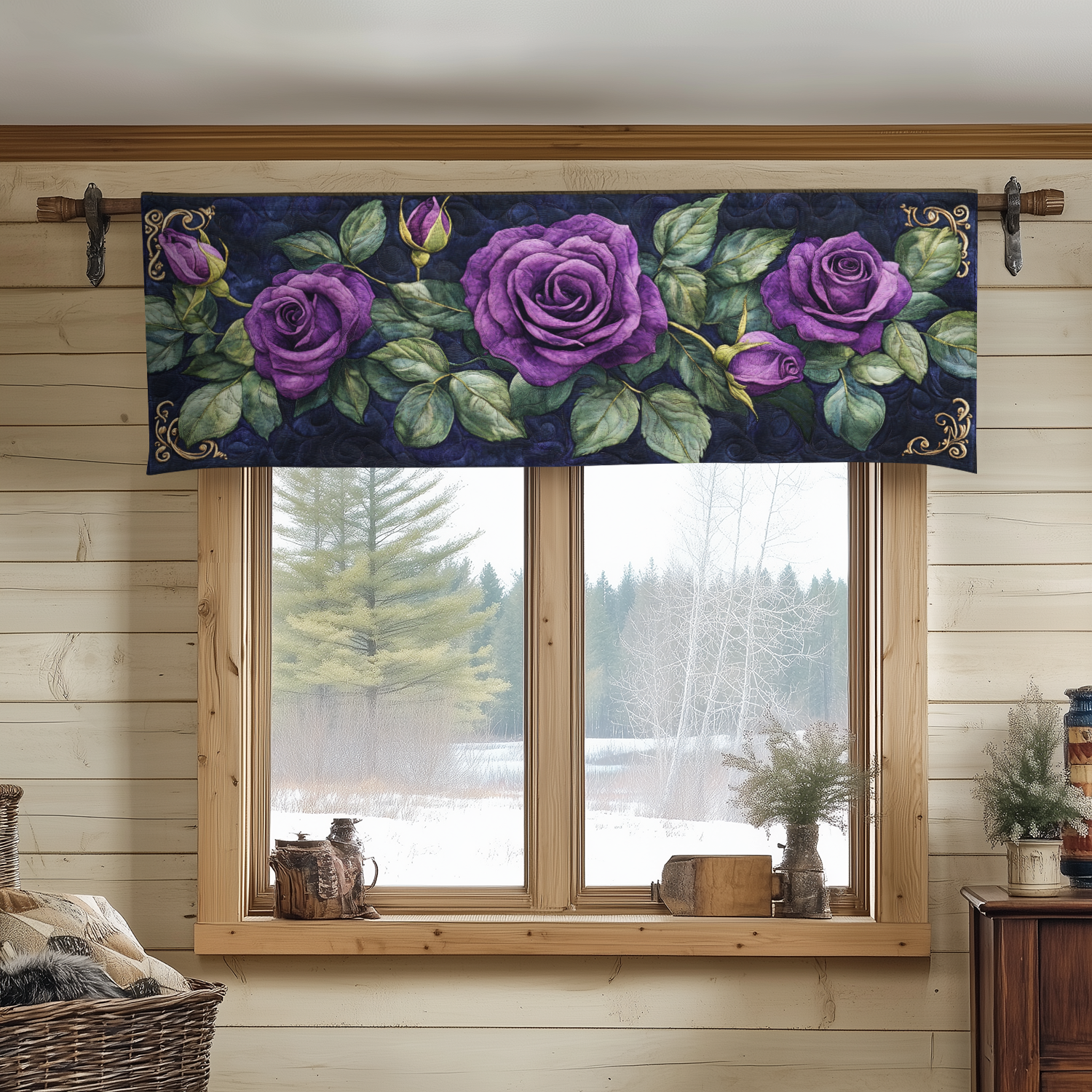 Floral Majesty Quilted Valance Christmas Entry Way Decor Flower Lavender Plant Gift