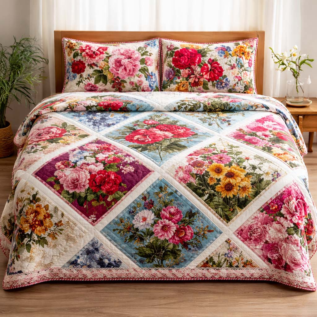 Floral Serenity Quilted Bedding Set Best King Bed Sheets Good Mothers Day Gifts