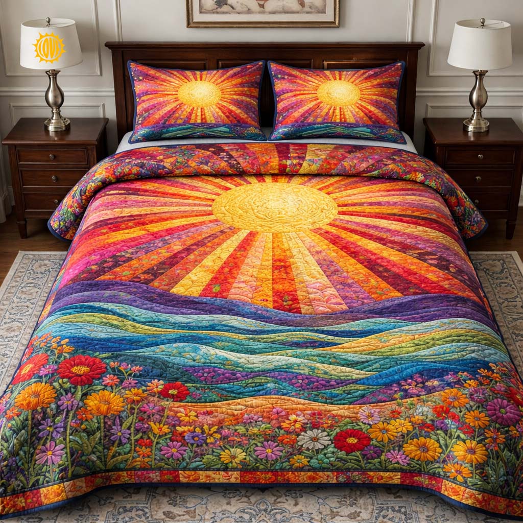 Floral Sunburst Quilted Bedding Set Best Sheets Ever Mother's Day Gifts For For Wife From Husband