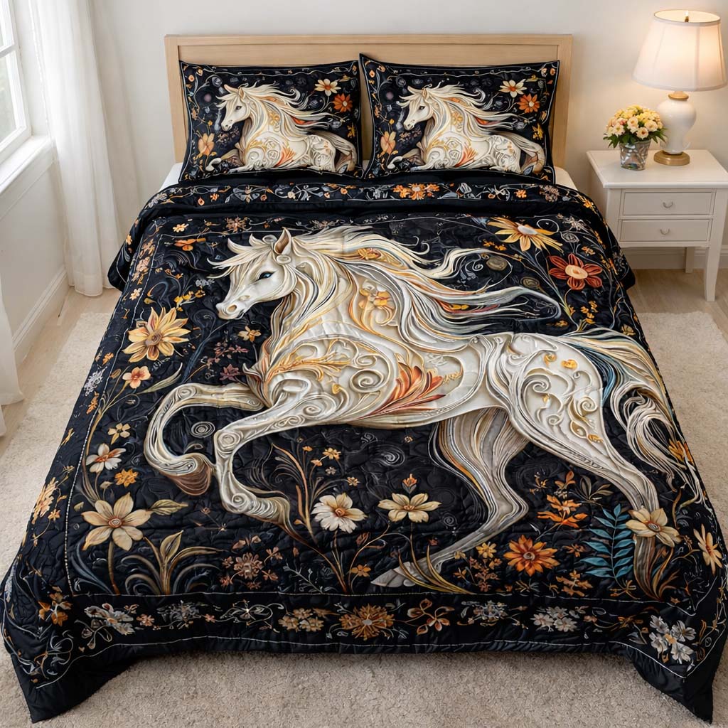 Floral Unicorn Quilted Bedding Set Best King Size Sheets Horse Related Gift Ideas