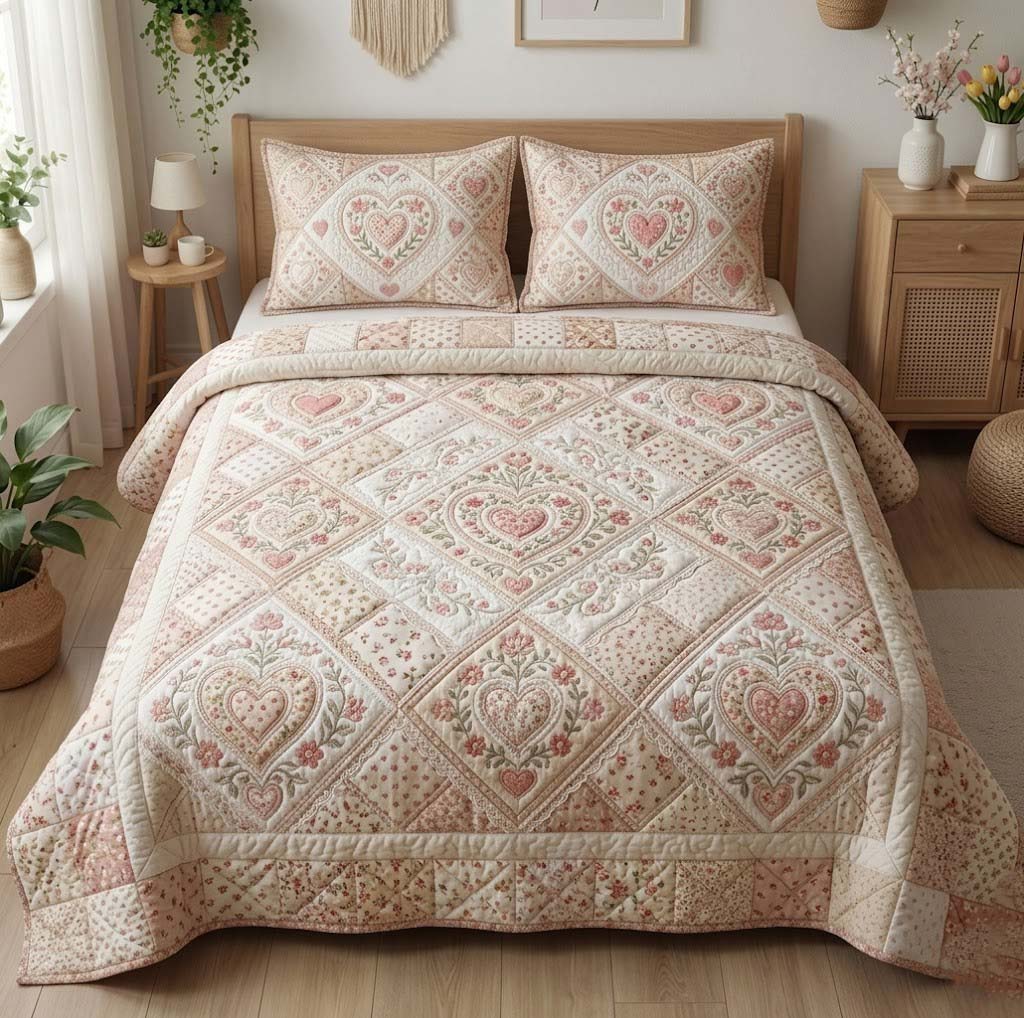 Flower Patchwork Quilted Bedding Set Bed Room Decoration Luxury Mother's Day Gifts