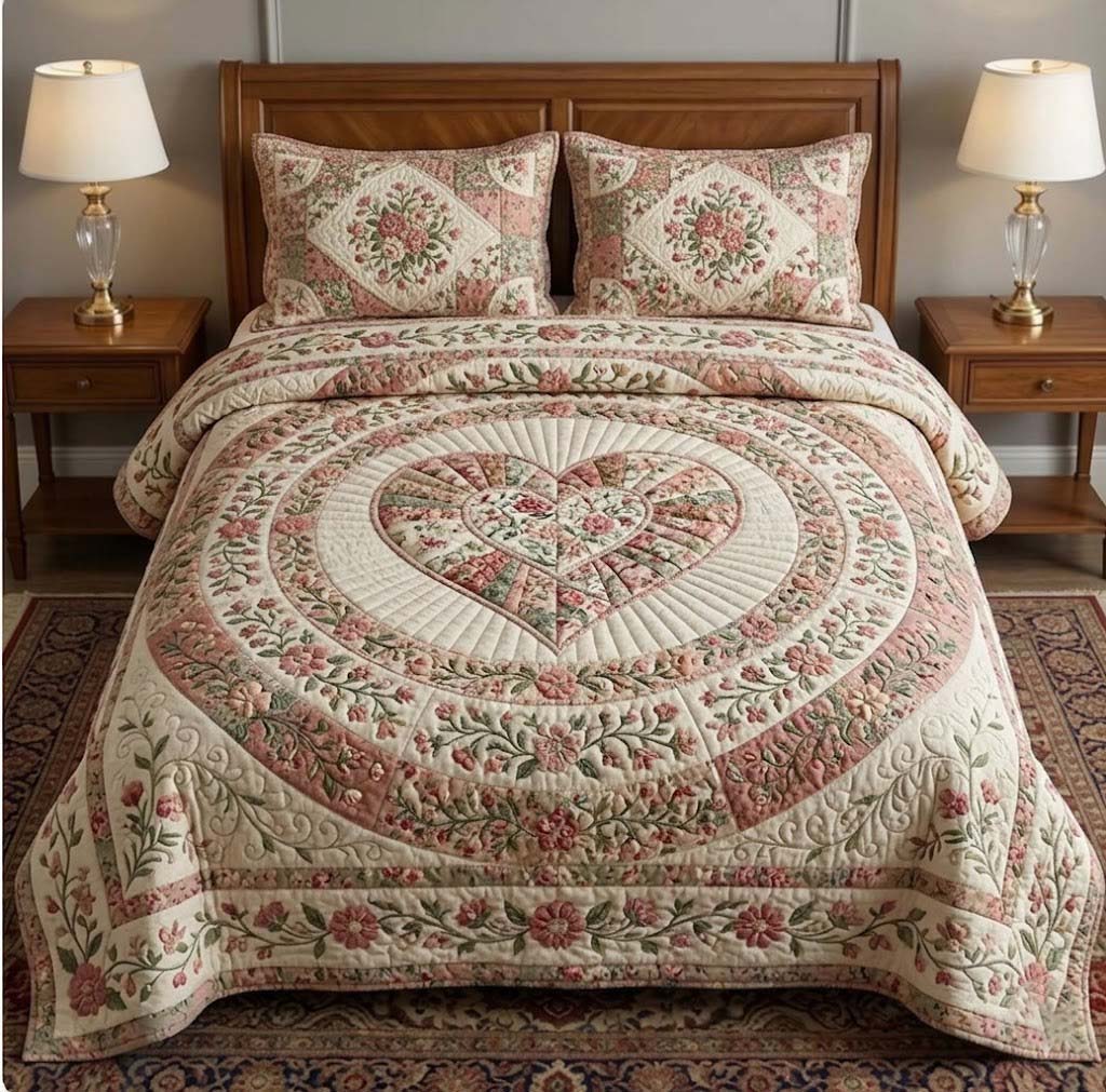 Flower Patchwork Quilted Bedding Set Bedding Decor Ideas For Mother' Day Gifts