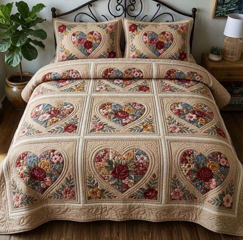 Flower Patchwork Quilted Bedding Set Bedroom Furniture Ideas Good Mothers Day Gifts