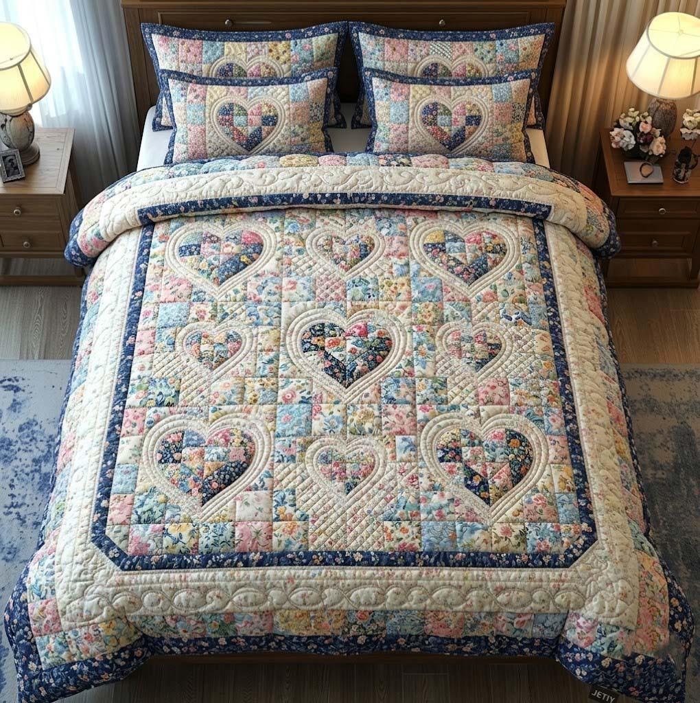 Flower Patchwork Quilted Bedding Set Bedroom Room Decor Mother's Day Gifts 2026