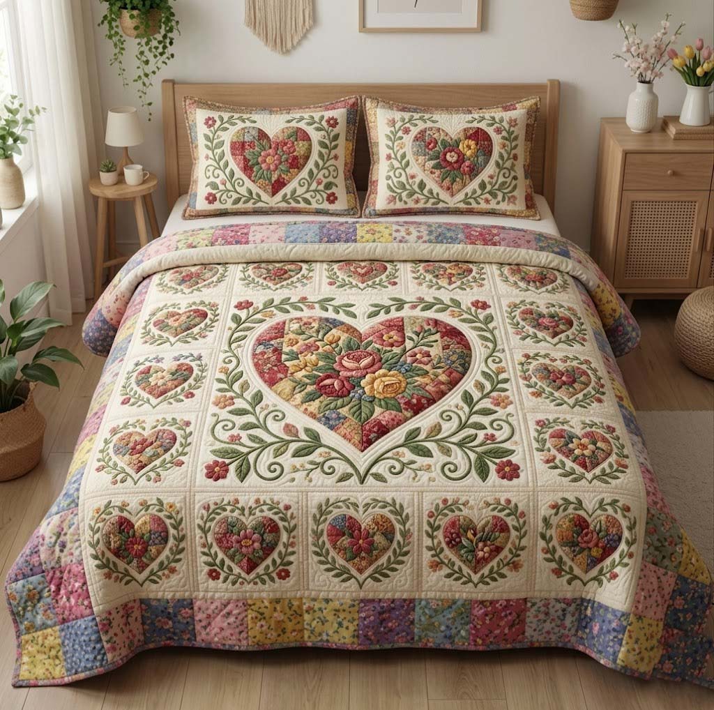 Flower Patchwork Quilted Bedding Set Boho Bedroom Furniture Gifts For Expecting Mothers