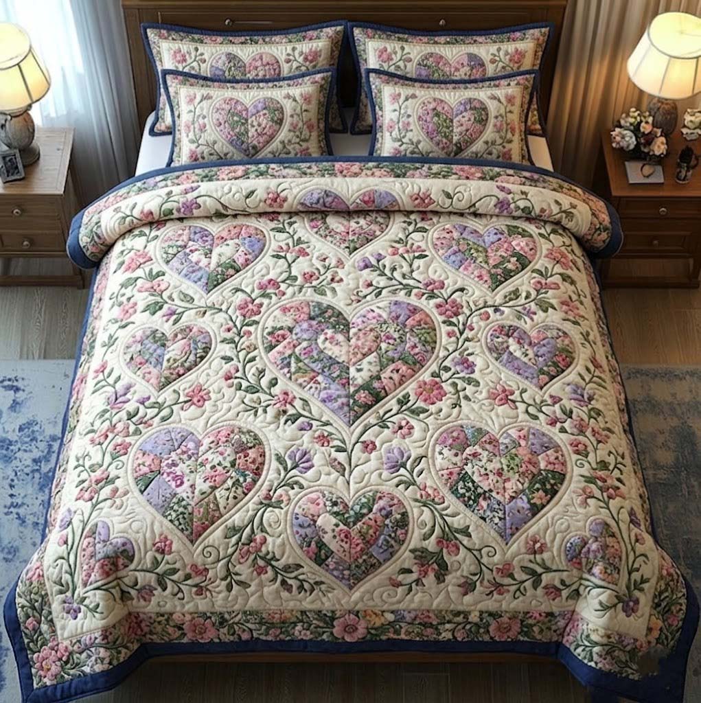 Flower Patchwork Quilted Bedding Set Boho Bedroom Ideas Birthday Presents For Mum