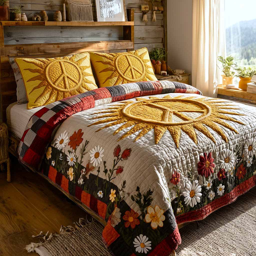 Flower Power Quilted Bedding Set Best King Bed Sheets Best Gifts For Your Mom
