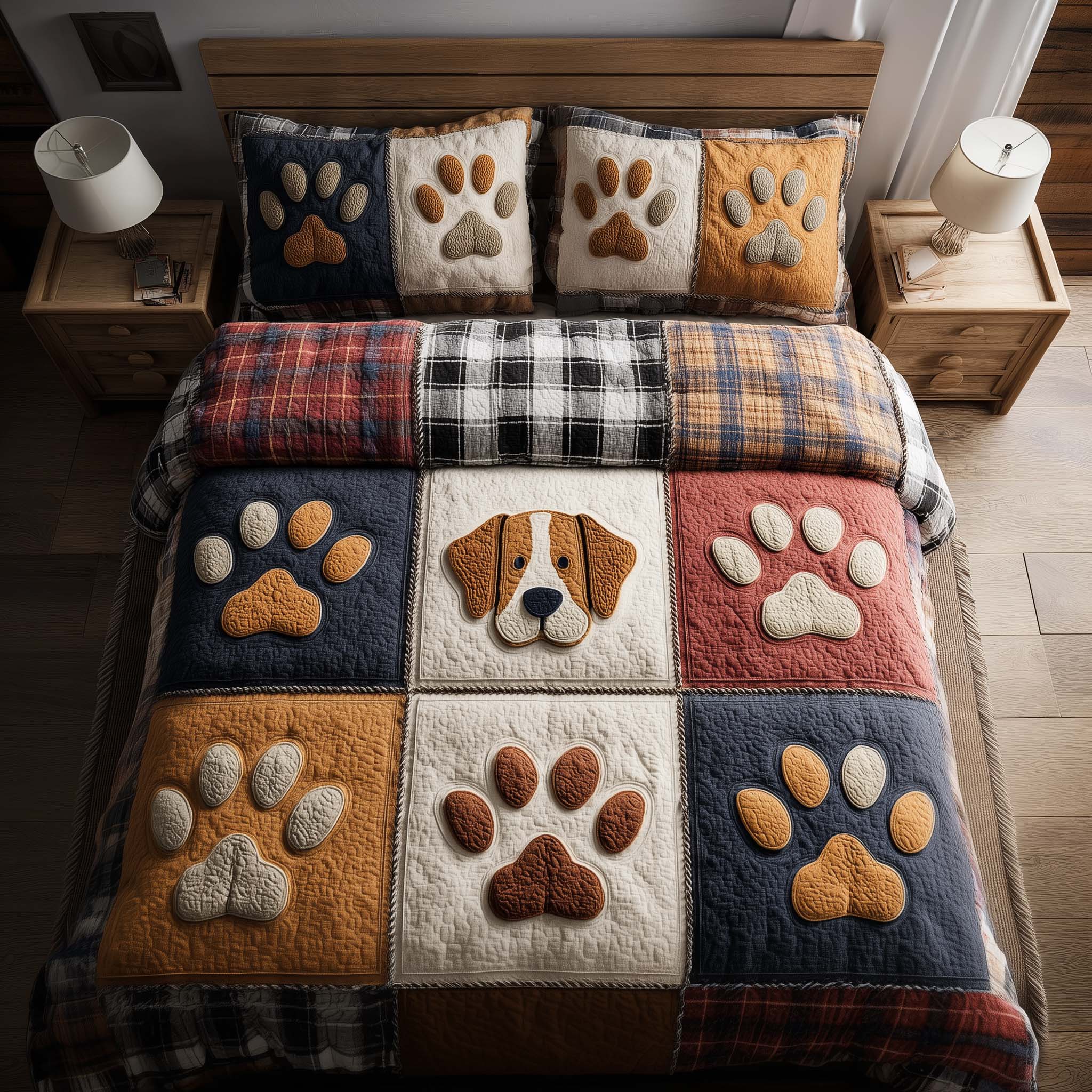 Fluffy Paws Quilted Bedding Set Cozy Bedroom Ideas Presents For Dog Owners