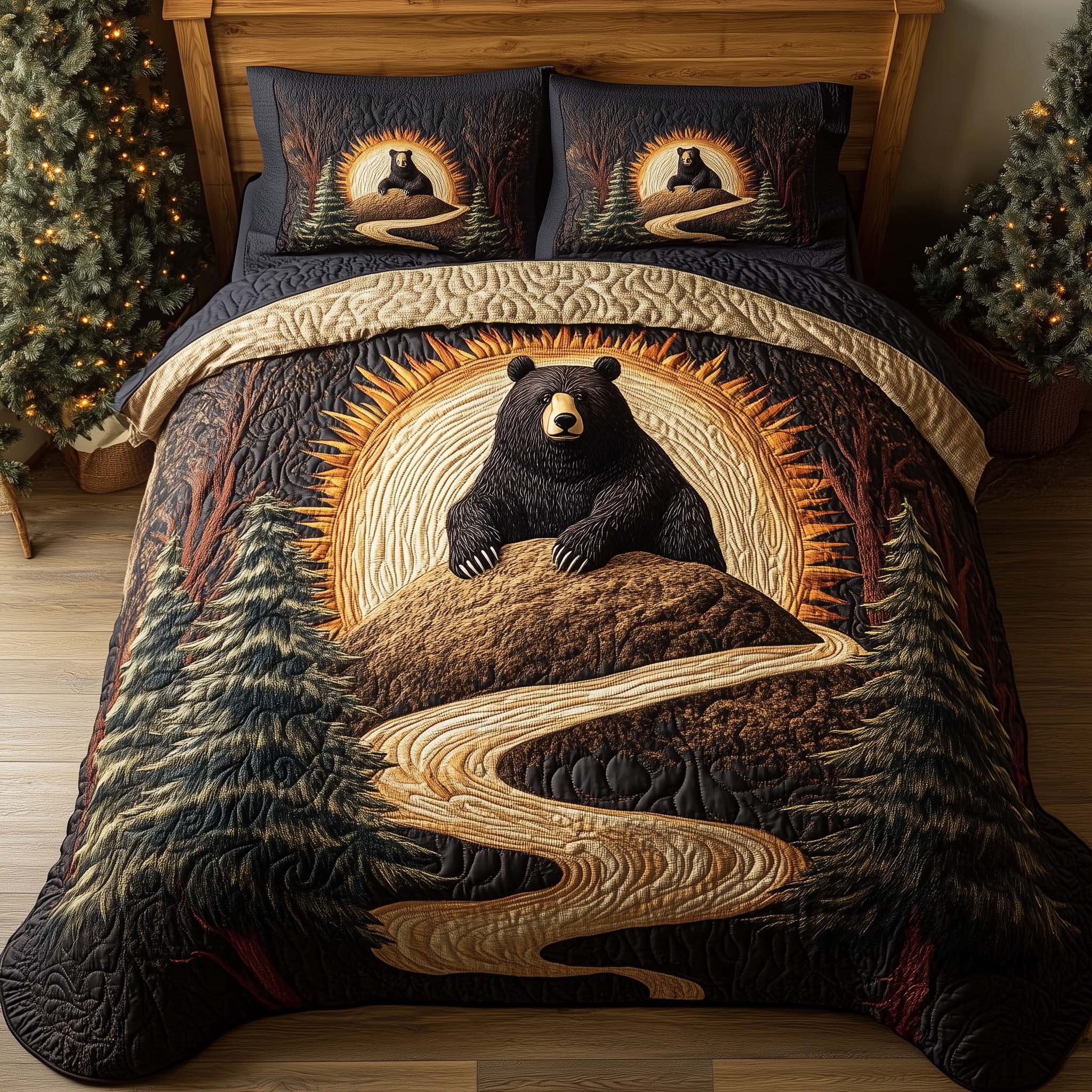 Forest Bear Quilted Bedding Set Bedroom Furniture Ideas Bear Gifts For Mom