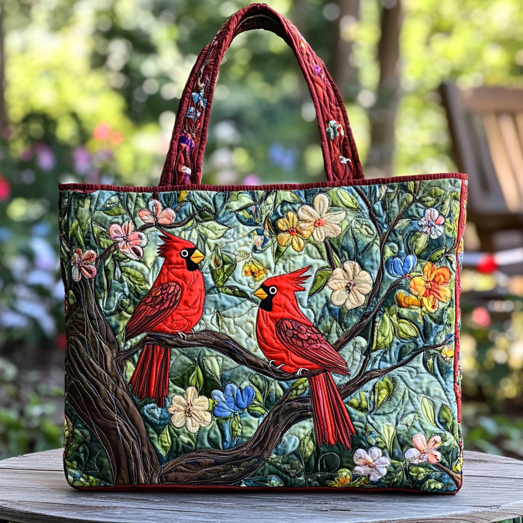 Forest Cardinal Quilted Tote Bag The Best Tote Cardinal Themed Gifts