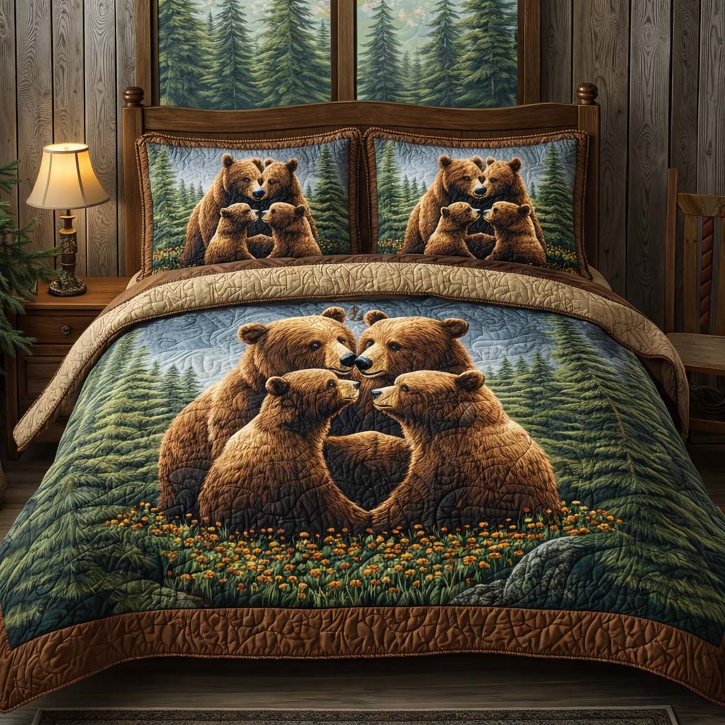 Forest Embrace Quilted Bedding Set Best Bedding Sets Bear Gifts For Her
