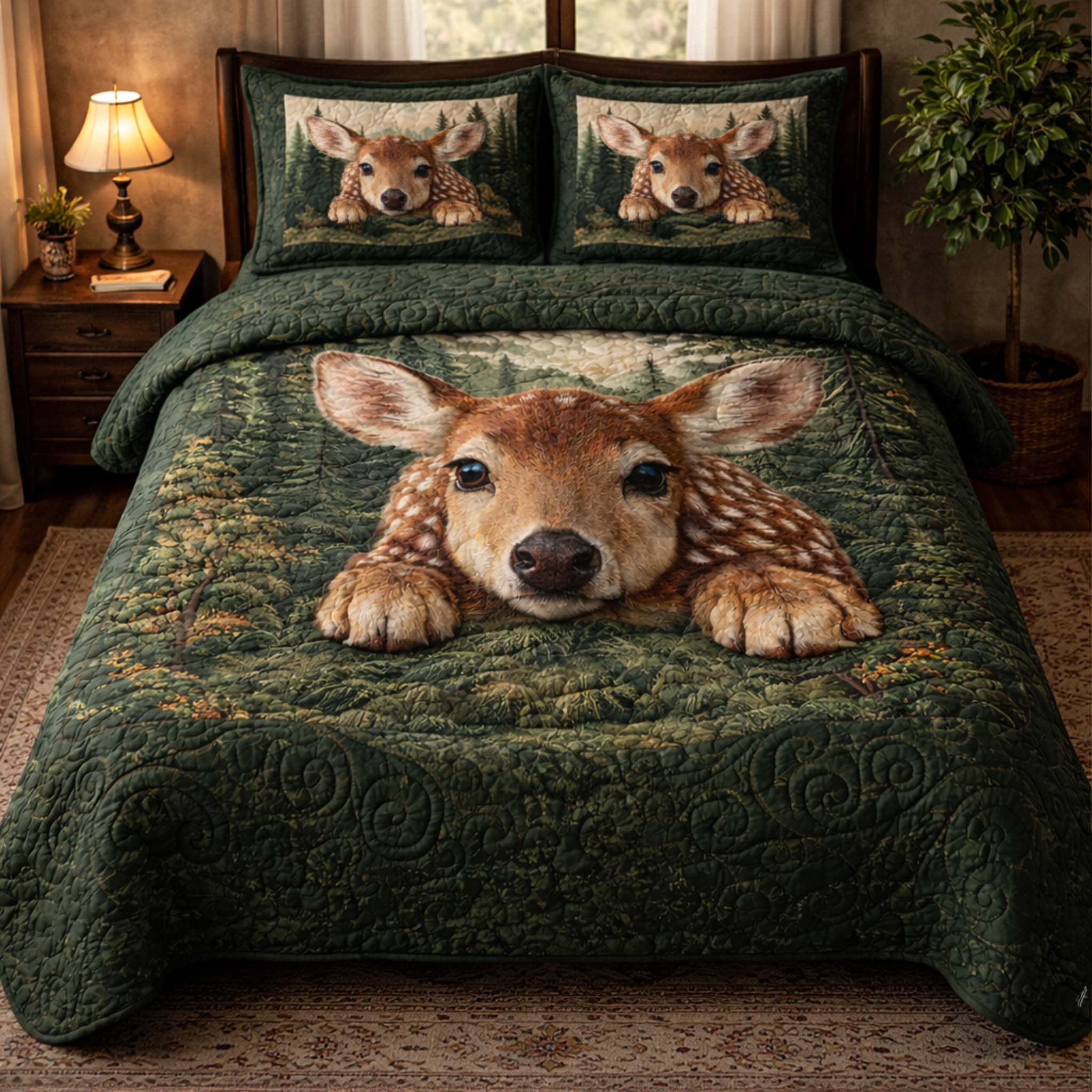 Forest Fawn Quilted Bedding Set Best Bedsheets Great Gifts For Deer Hunters