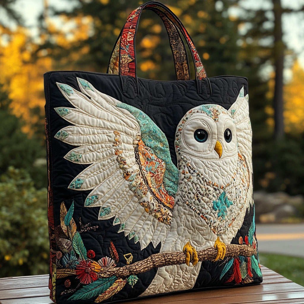 Forest Guardian Quilted Tote Bag Patchwork Tote Bag Owl Themed Christmas Gifts
