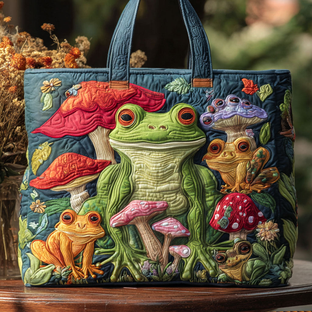 Forest Hopper Quilted Tote Bag Top Tote Bags Gift For Frog Lover