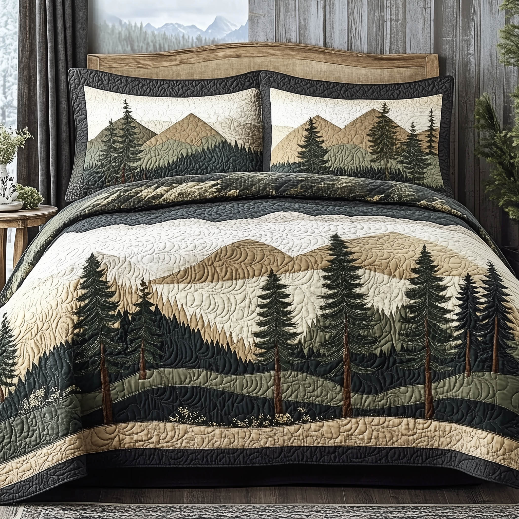 Forest Lodge Quilted Bedding Set Bedroom Furniture Ideas Gifts For Camping Lovers