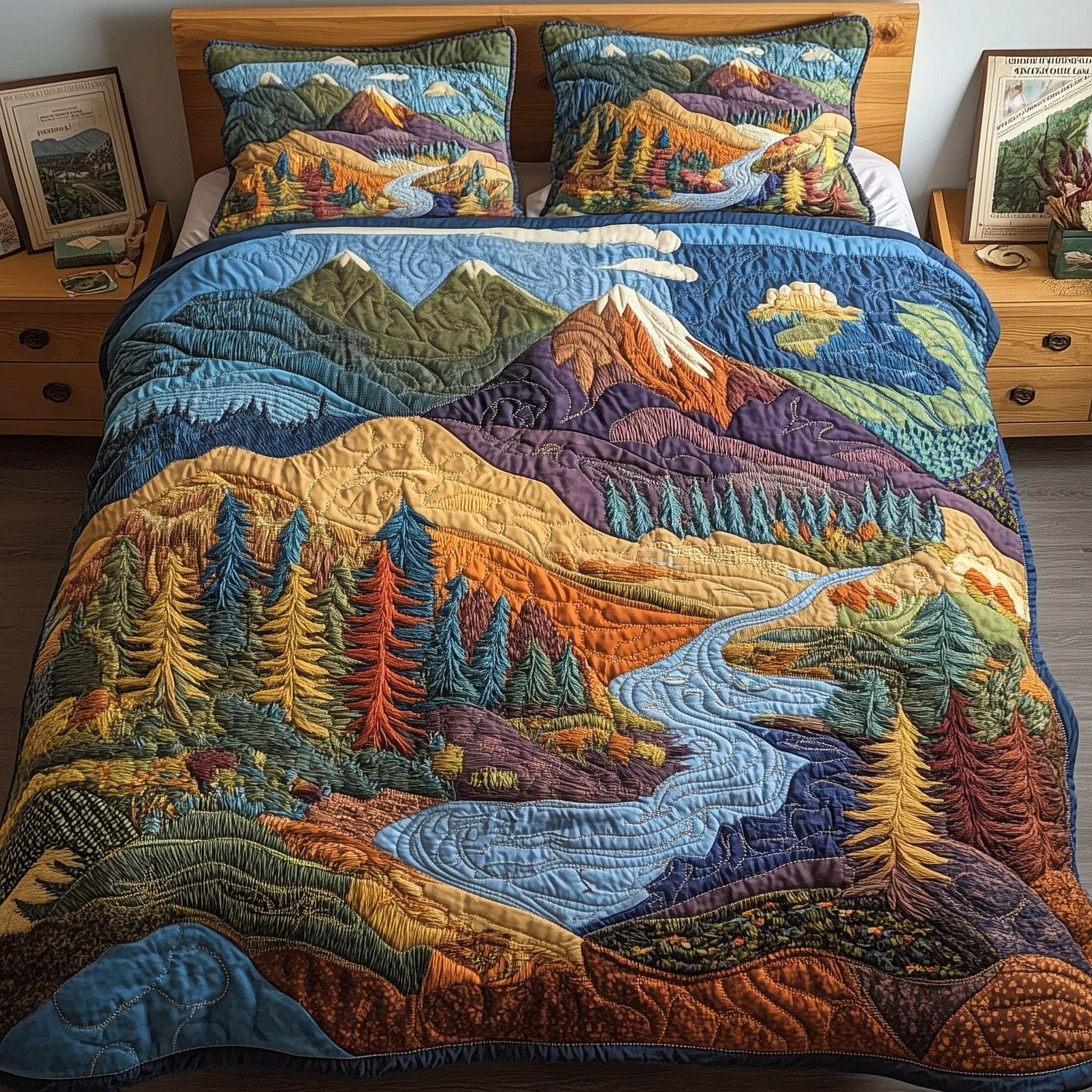 Forest Quilted Bedding Set Good Bed Sheet Sets Father's Day Presents For Husband