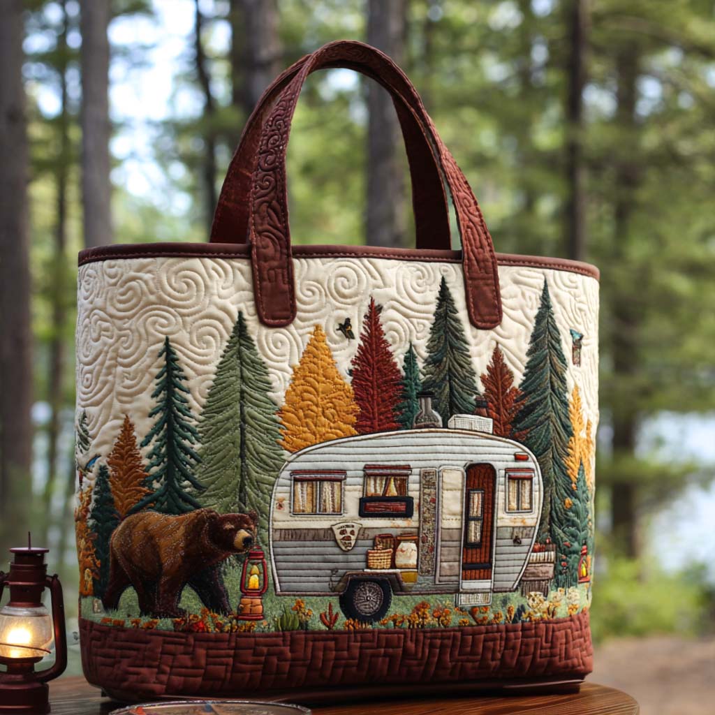 Forest Retreat Quilted Tote Bag Shoulder Bag Gift For Camper