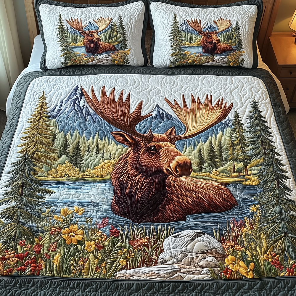 Forest Spirit Moose Quilted Bedding Set Bedding Ideas Moose Themed Gifts