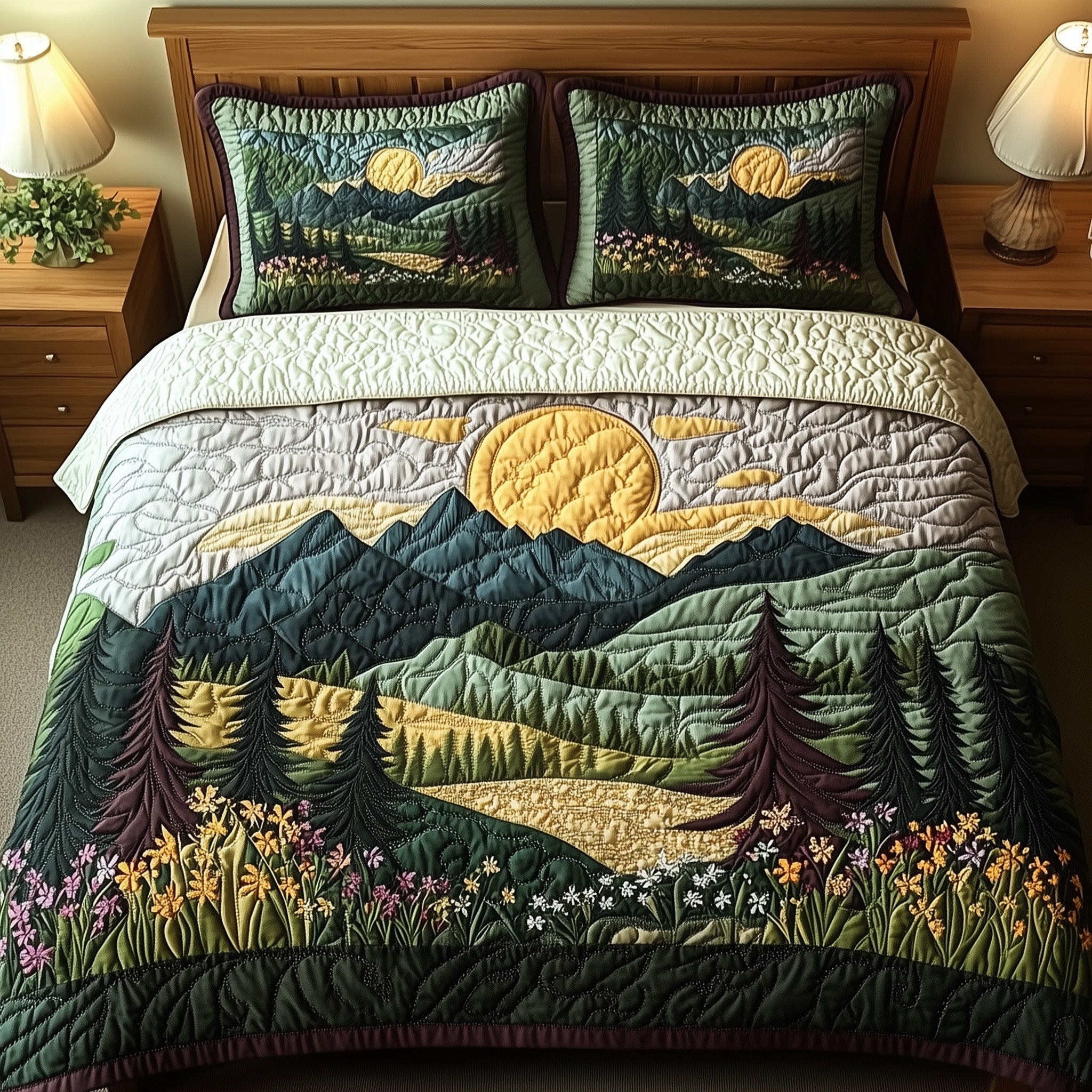 Forest Spirit Quilted Bedding Set Nice Bed Sheet Sets Good Father's Day Presents