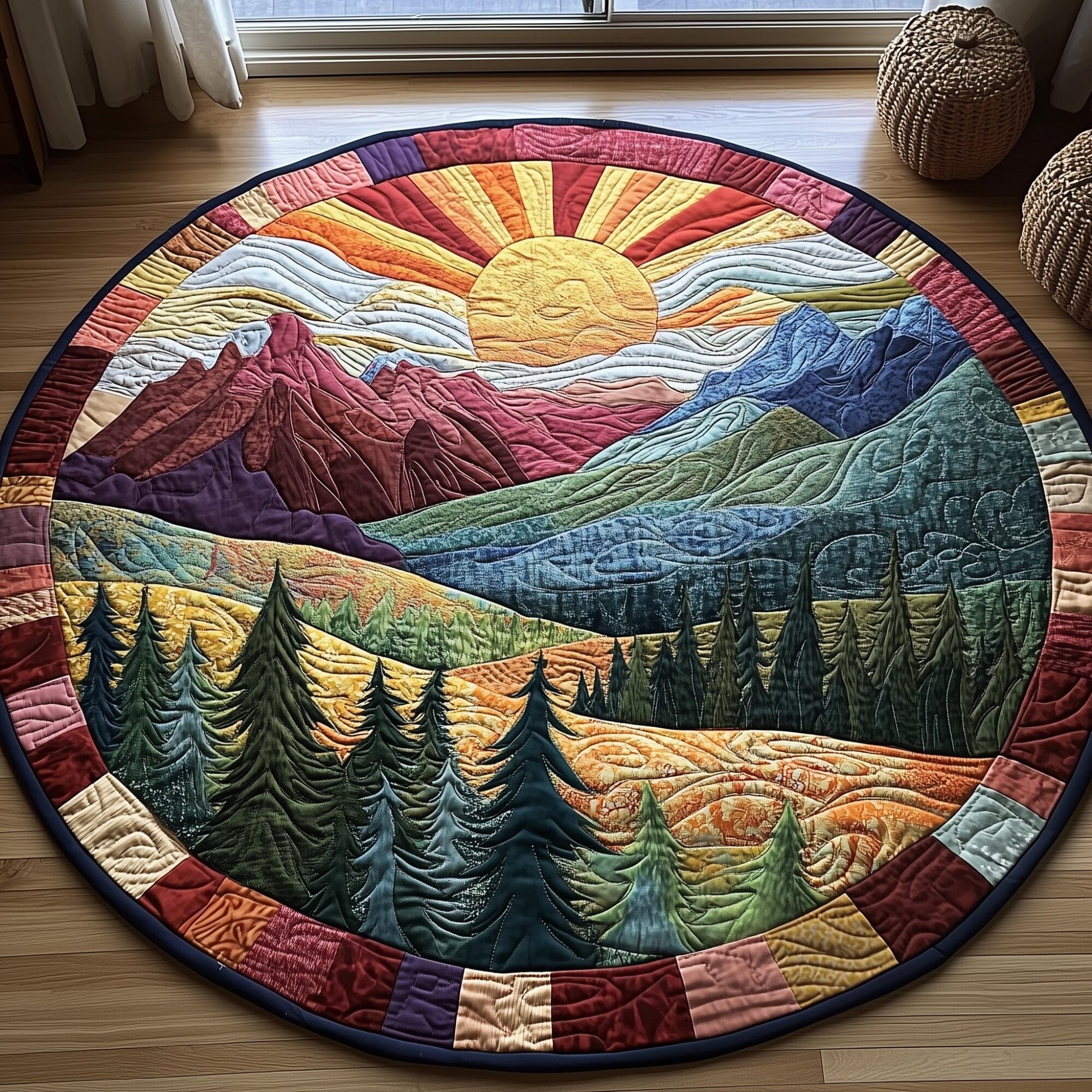 Forest Spirit Quilted Round Mat Classic Quilted Round Mat for Timeless Decor