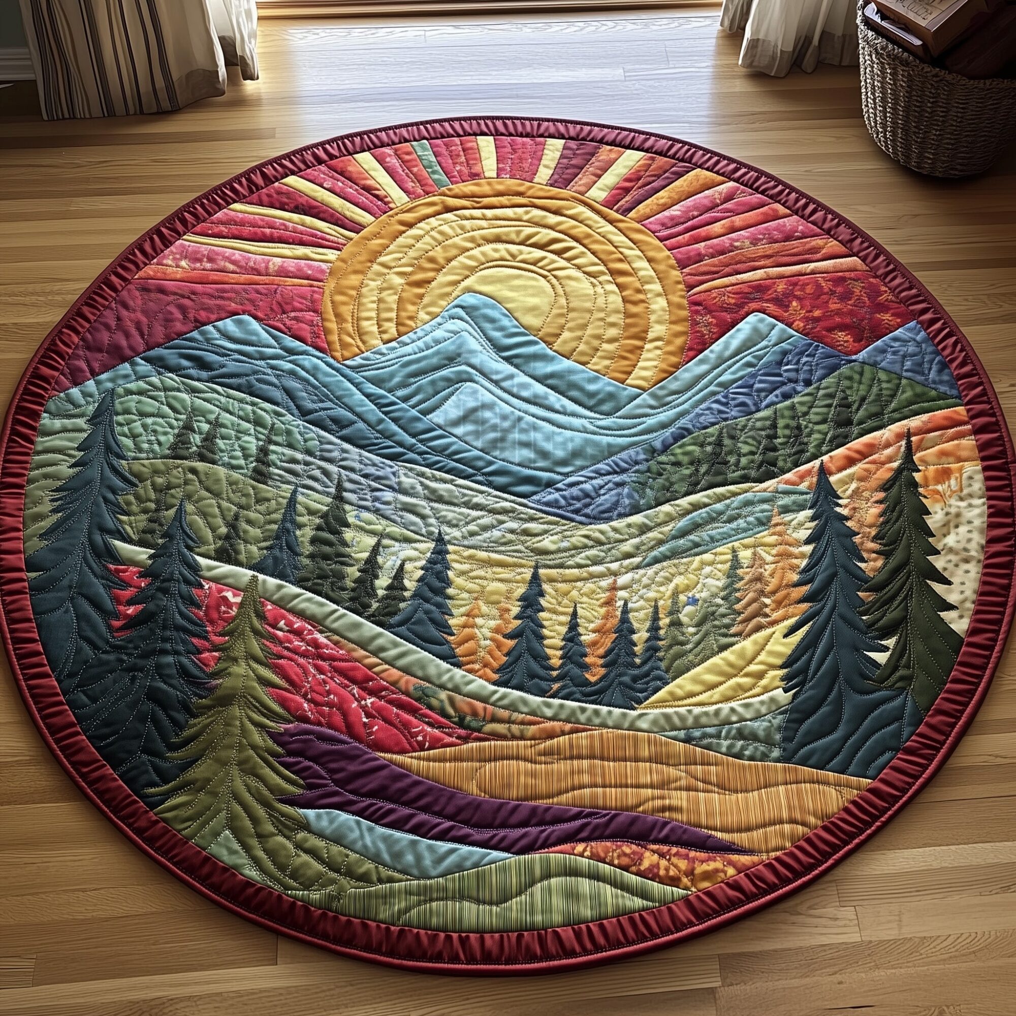 Forest Spirit Quilted Round Mat Decorative Quilted Round Mat for Elegant Spaces