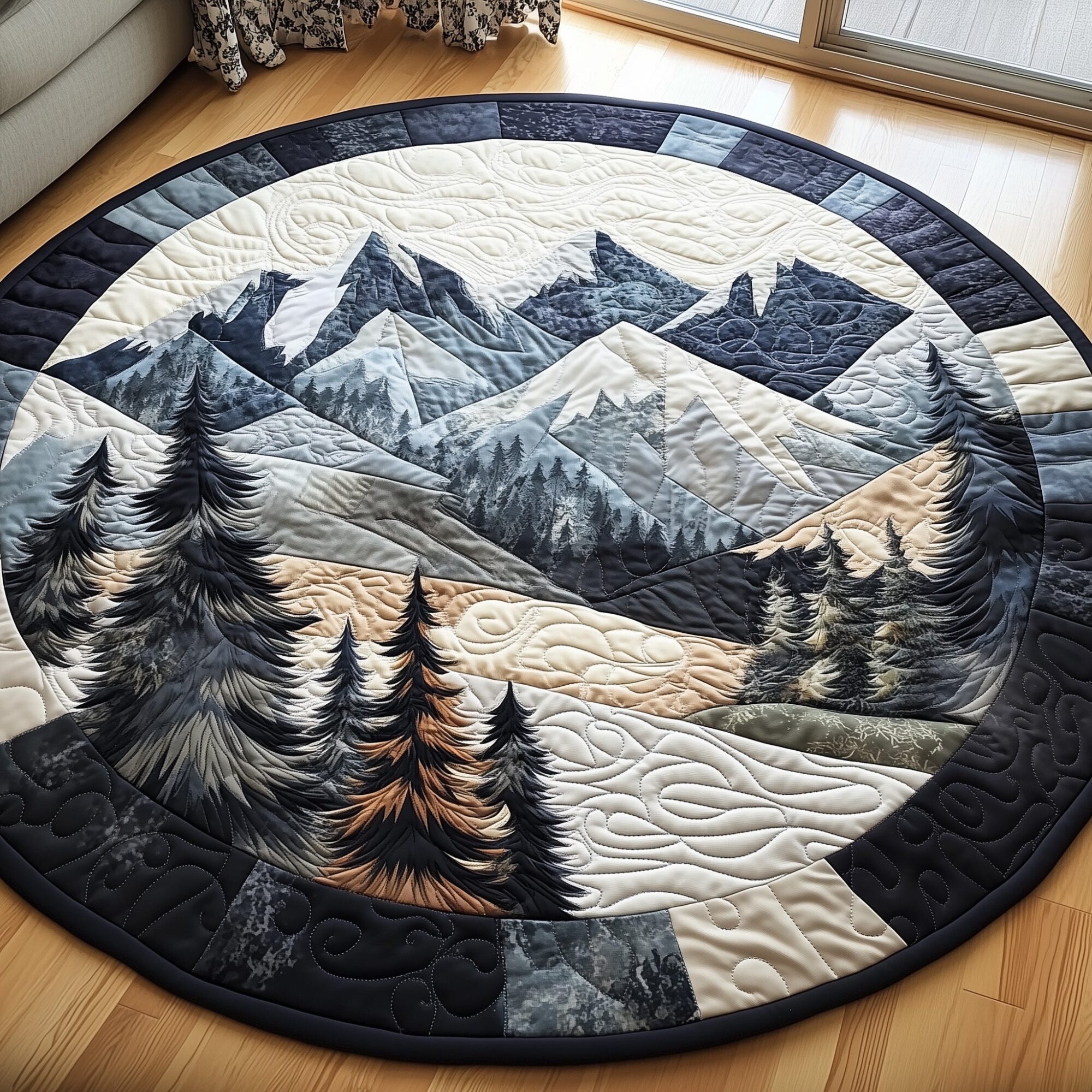 Forest Spirit Quilted Round Mat Durable Quilted Round Mat for Everyday Use
