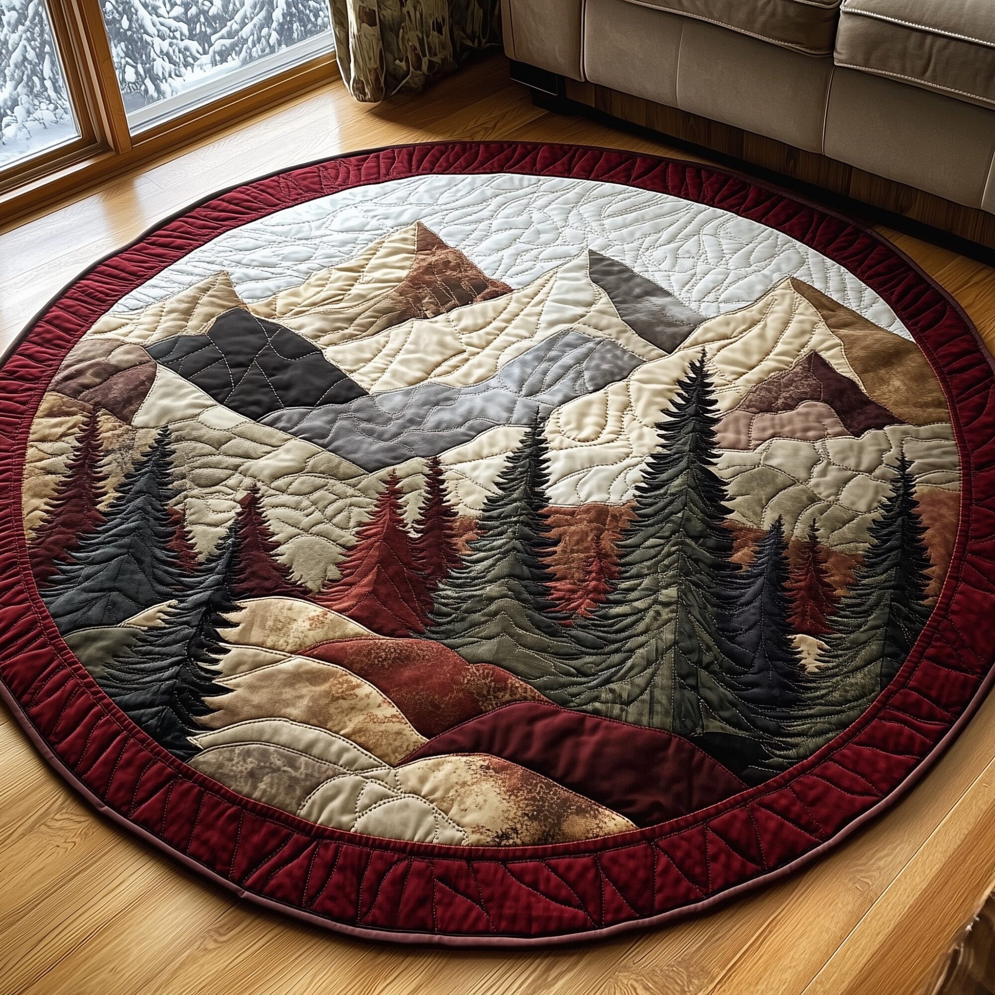 Forest Spirit Quilted Round Mat Trendy Quilted Round Mat That Adds Charm
