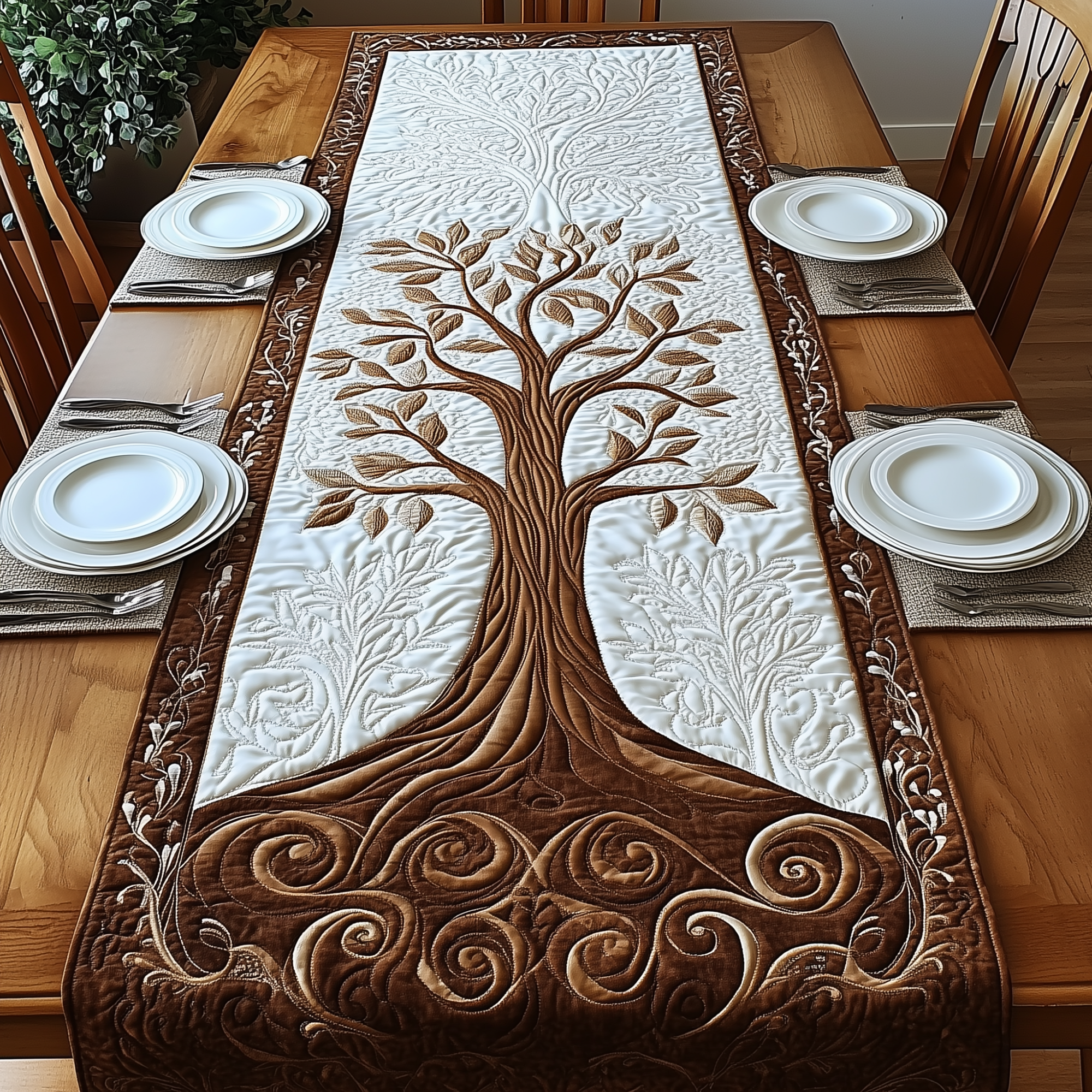 Forest Spirit Quilted Table Runner Table Runners Long Tree Of Life Gifts For Dad