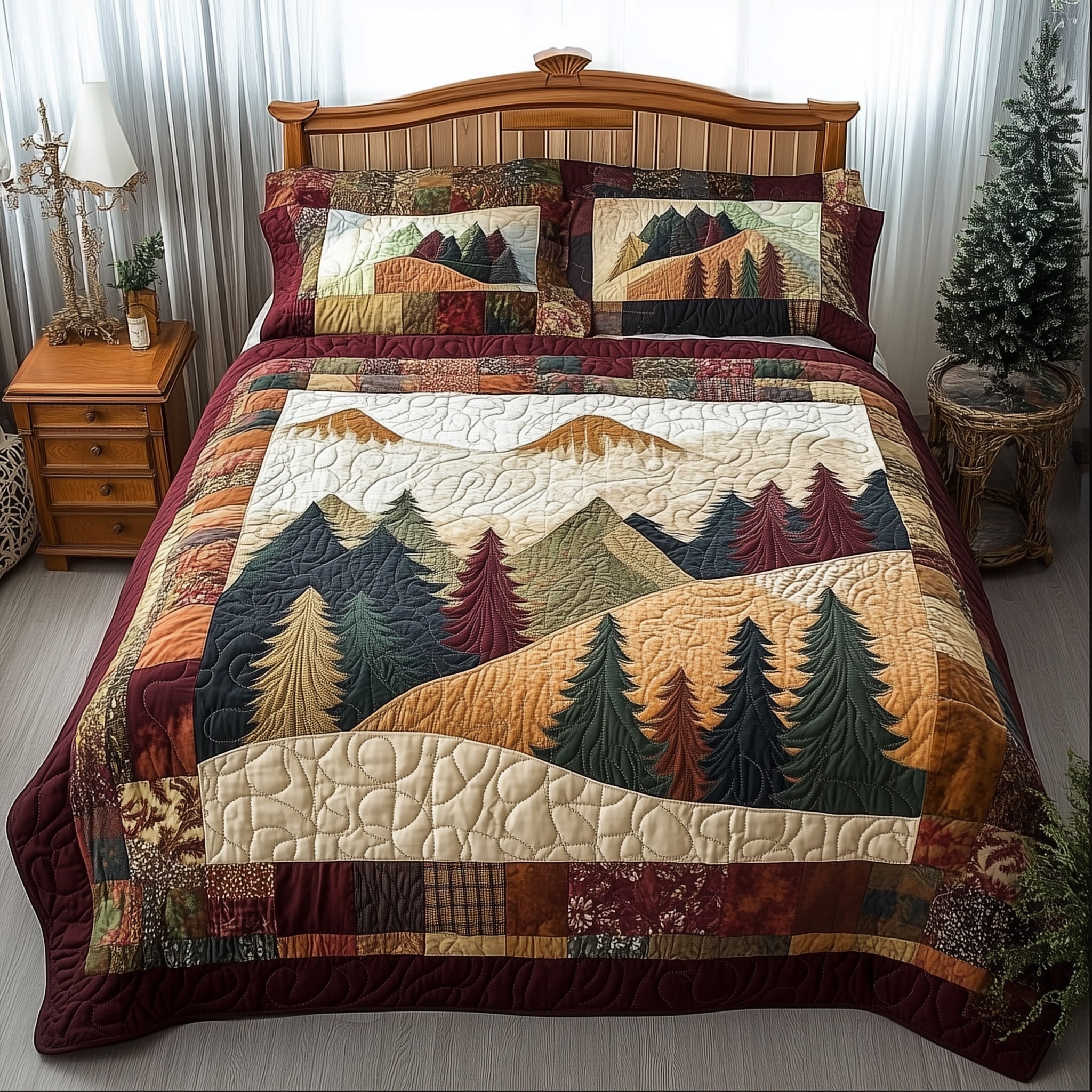Forest Vibe Quilted Bedding Set Bed Decor Special Present For Dad