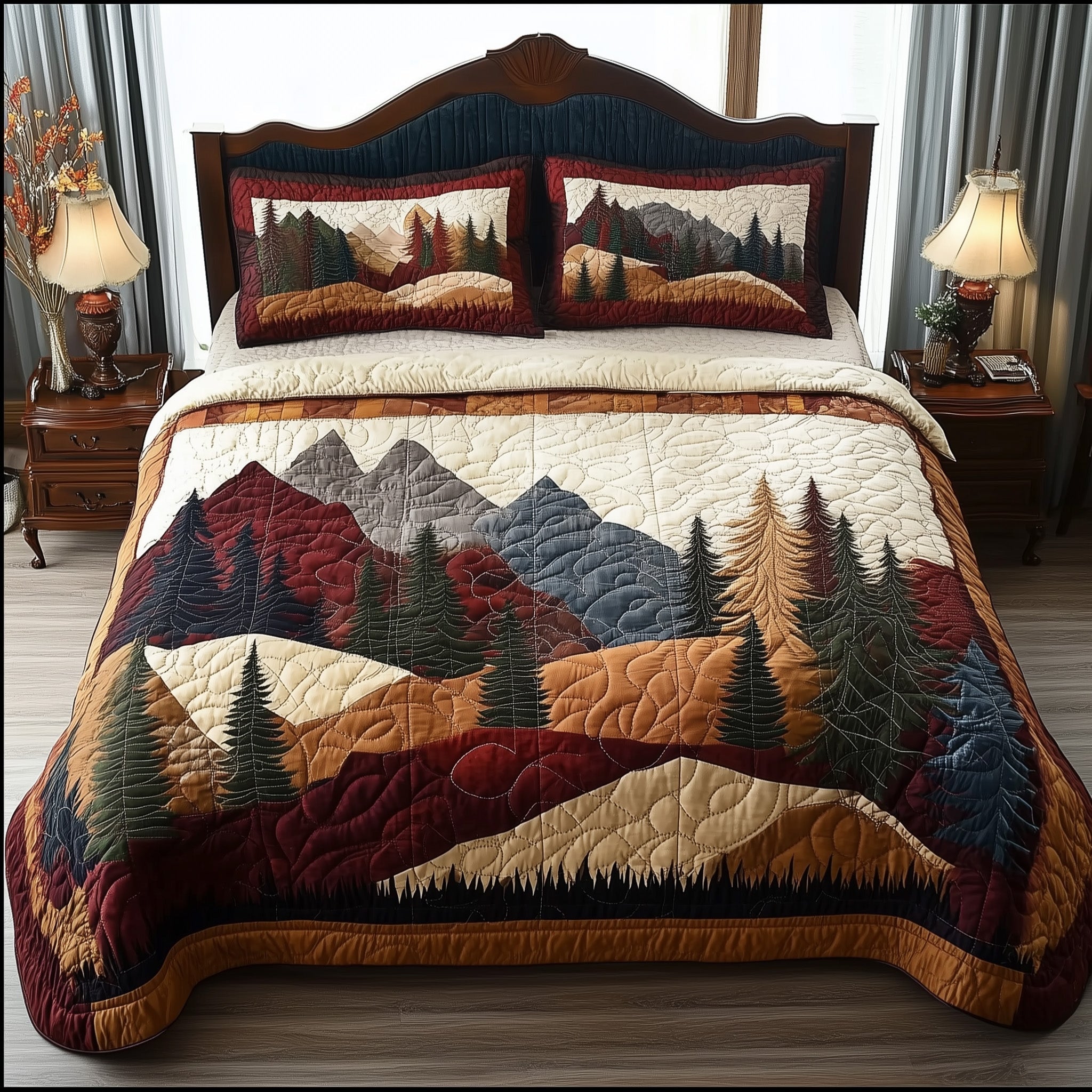 Forest Vibe Quilted Bedding Set Bedroom Decor Ideas Good Gifts For Dads 50Th Birthday