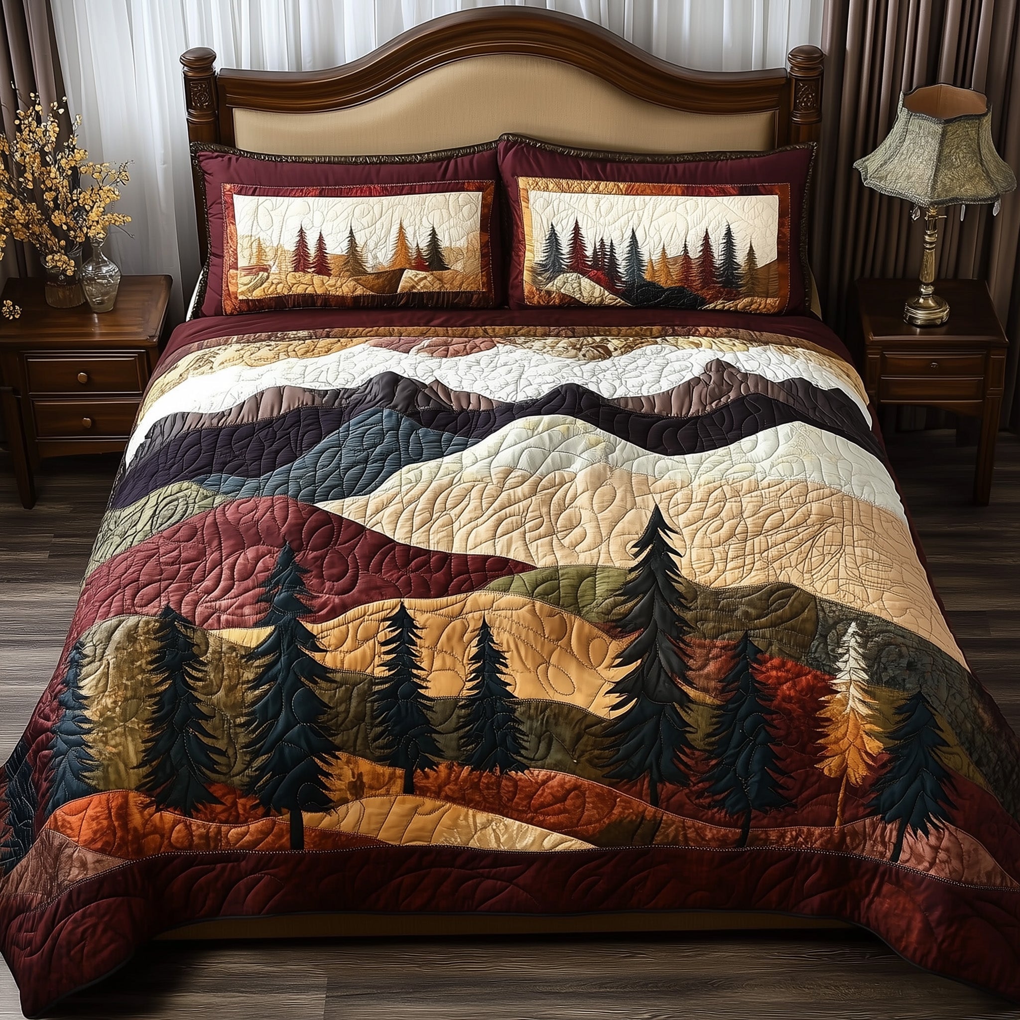 Forest Vibe Quilted Bedding Set Bedroom Decorations Special Father Daughter Gifts