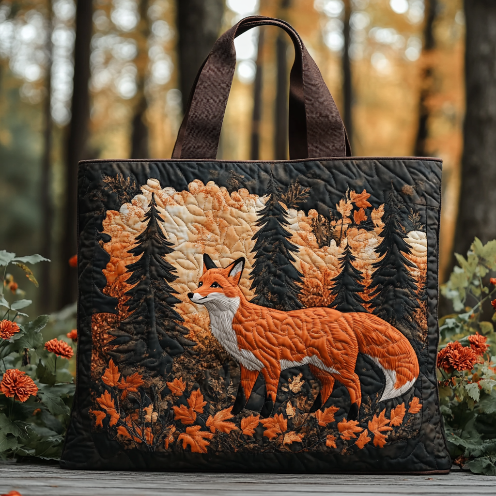Fox Charm Quilted Tote Bag Best Shoulder Bags Fox Theme Gifts