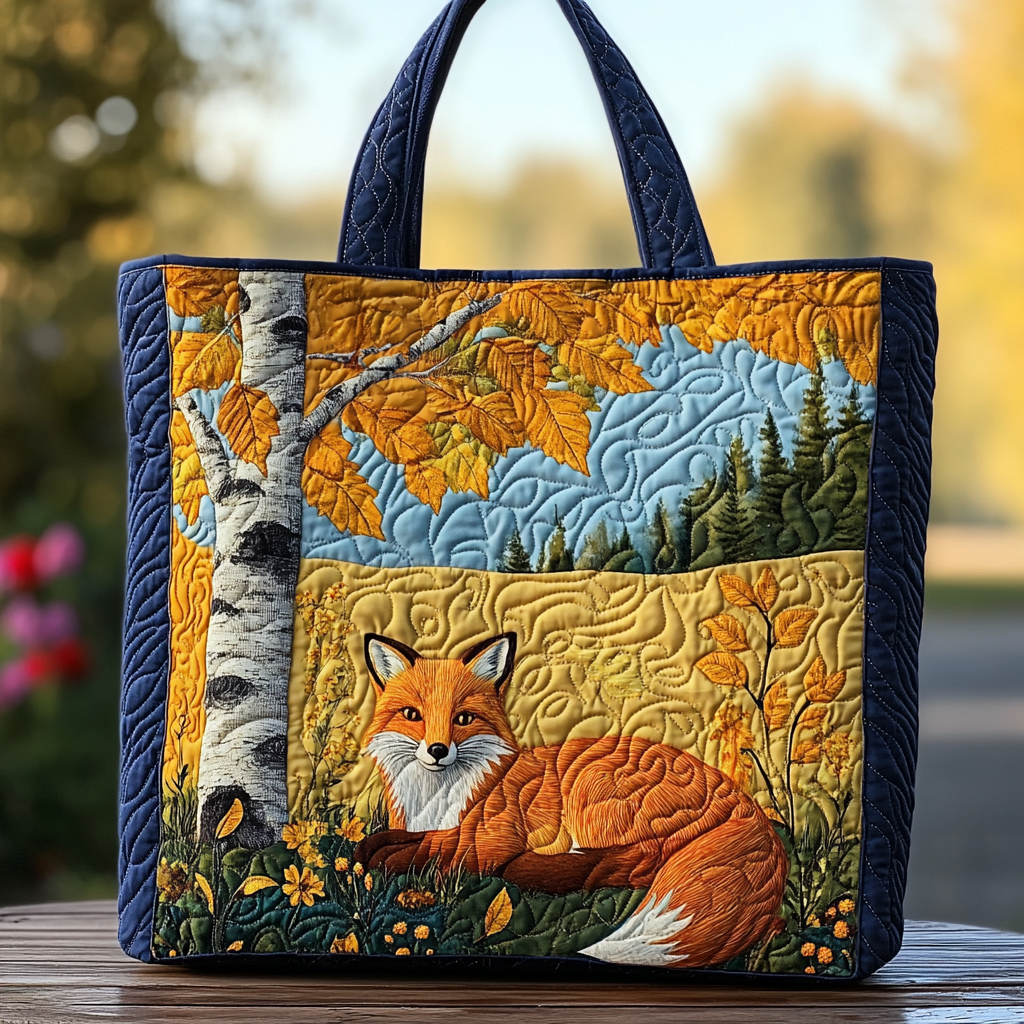Fox Glow Quilted Tote Bag Womens Shoulder Bags Fox Christmas Gifts