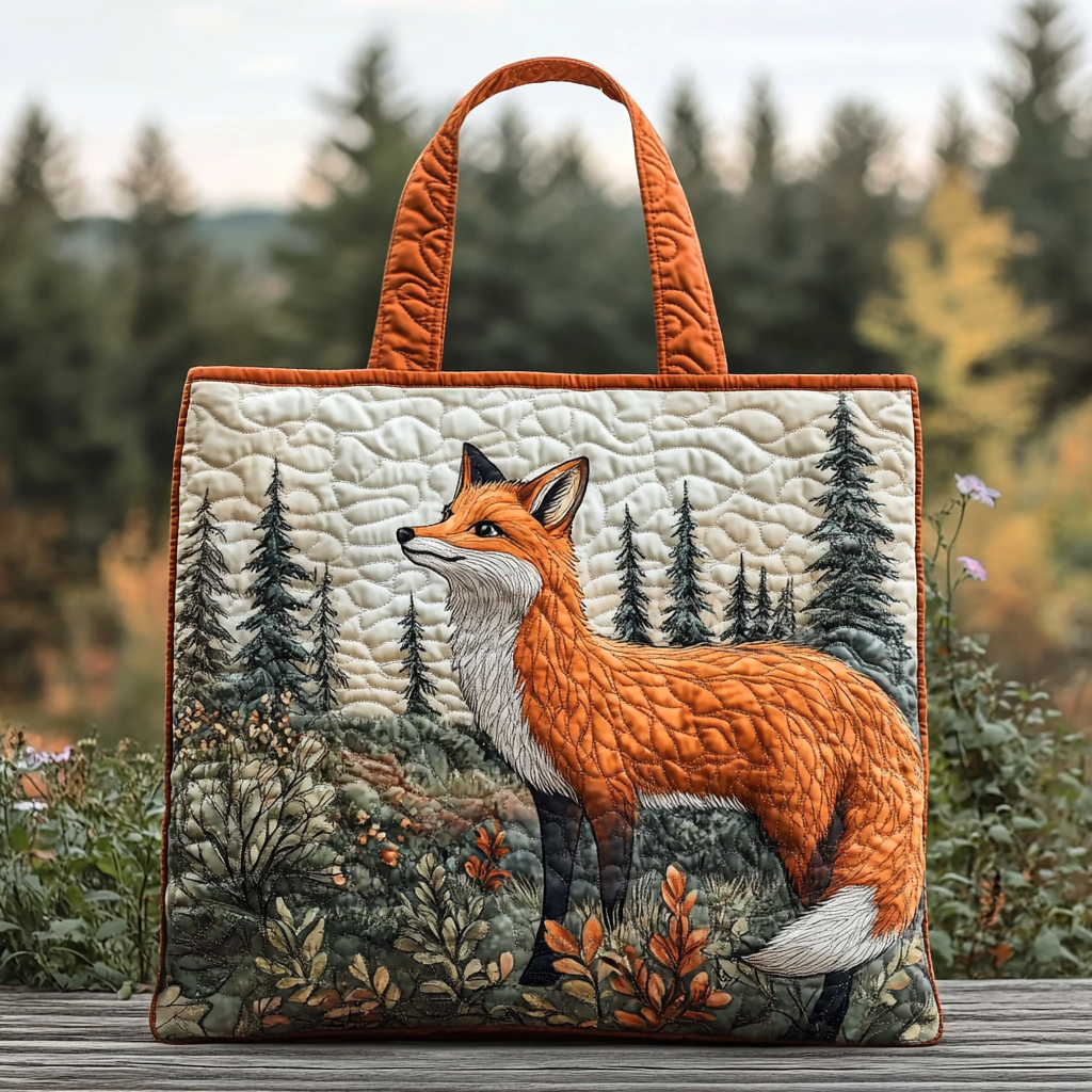 Fox Whisper Quilted Tote Bag Quilted Shoulder Bag Fox Gifts For Her