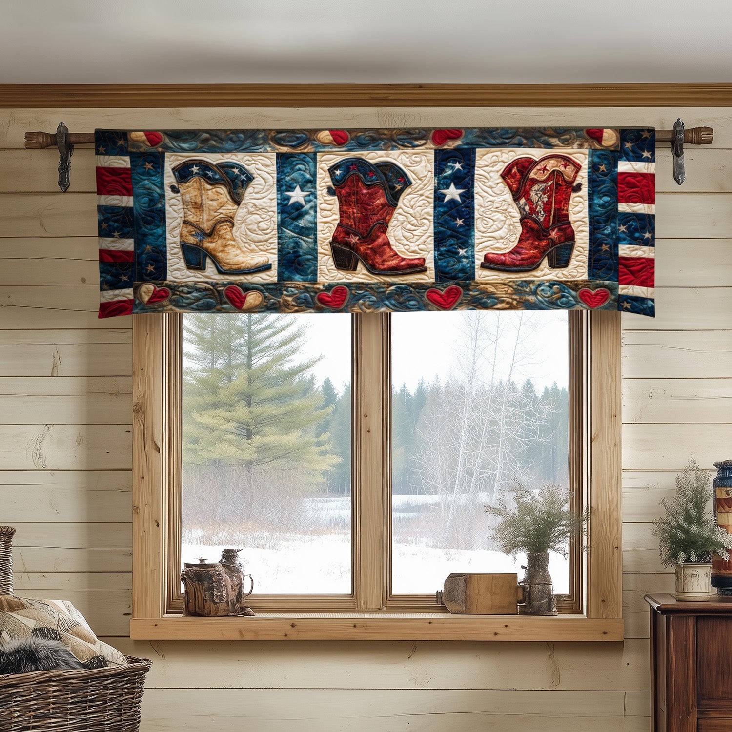 Freedom Boots On Quilted Valance Home Entrance Decor Ideas Cowboy Gifts For Her