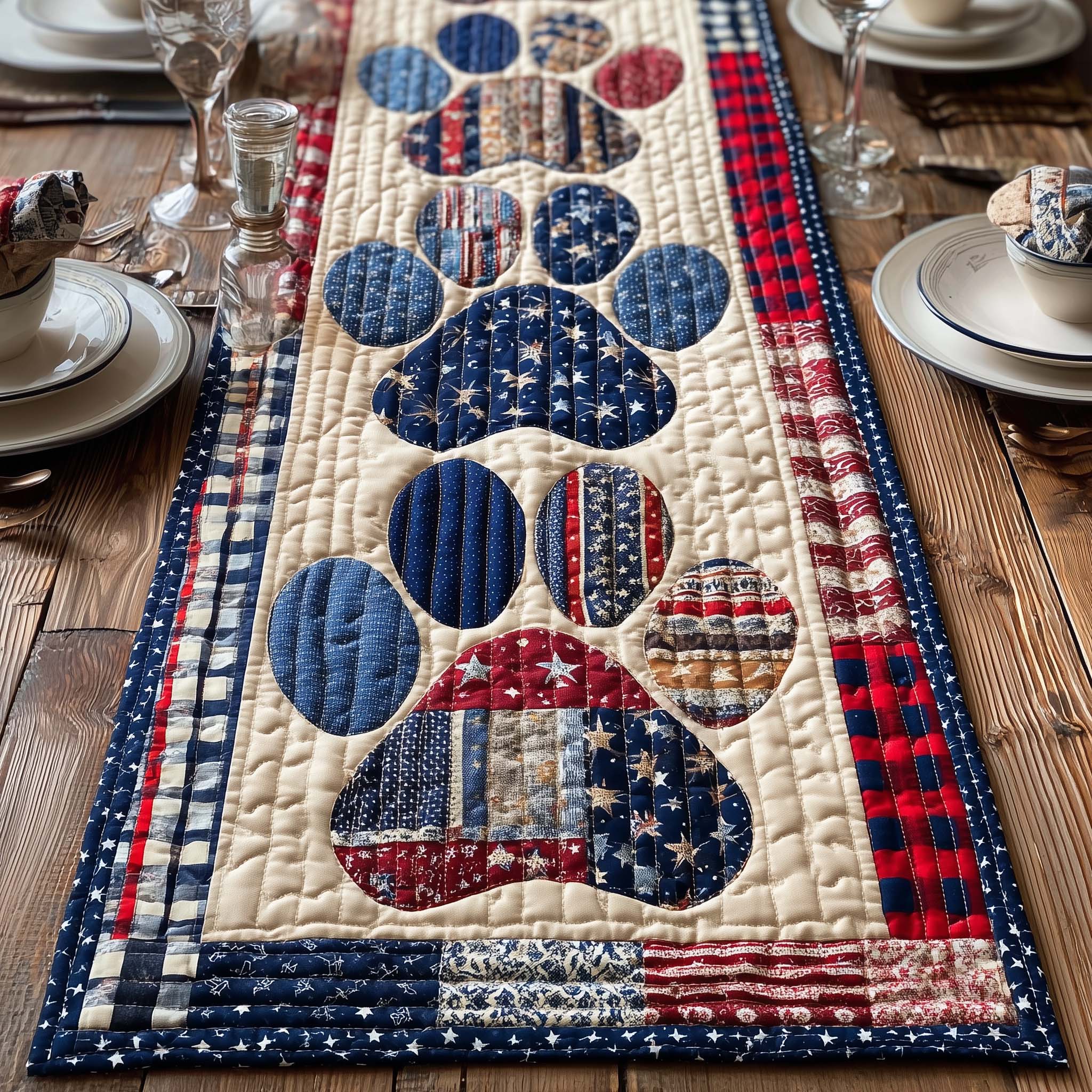 Freedom Valor Heritage Quilted Table Runner 4th July Table Decoration Ideas 4Th Of July Gifts