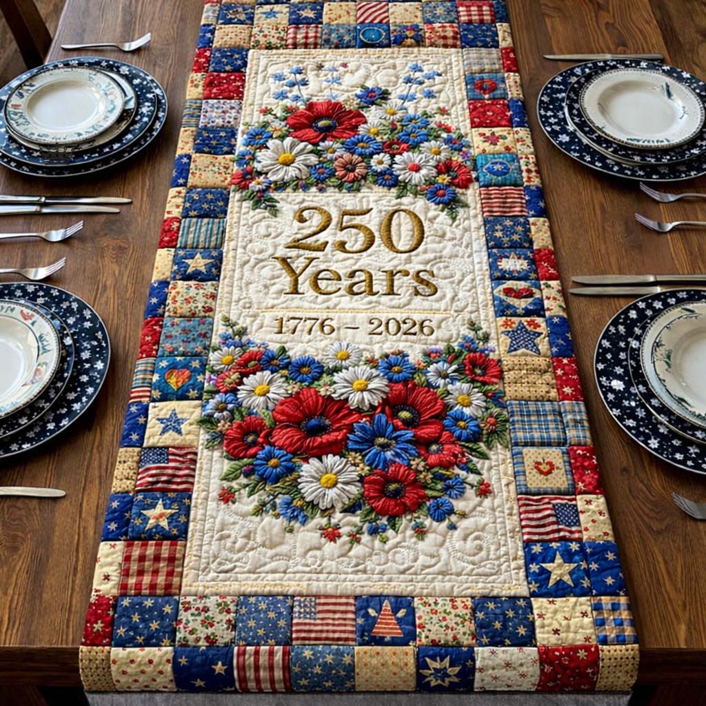 Freedom Valor Heritage Quilted Table Runner Red White And Blue Table Decorations Patriotic Novelty Items