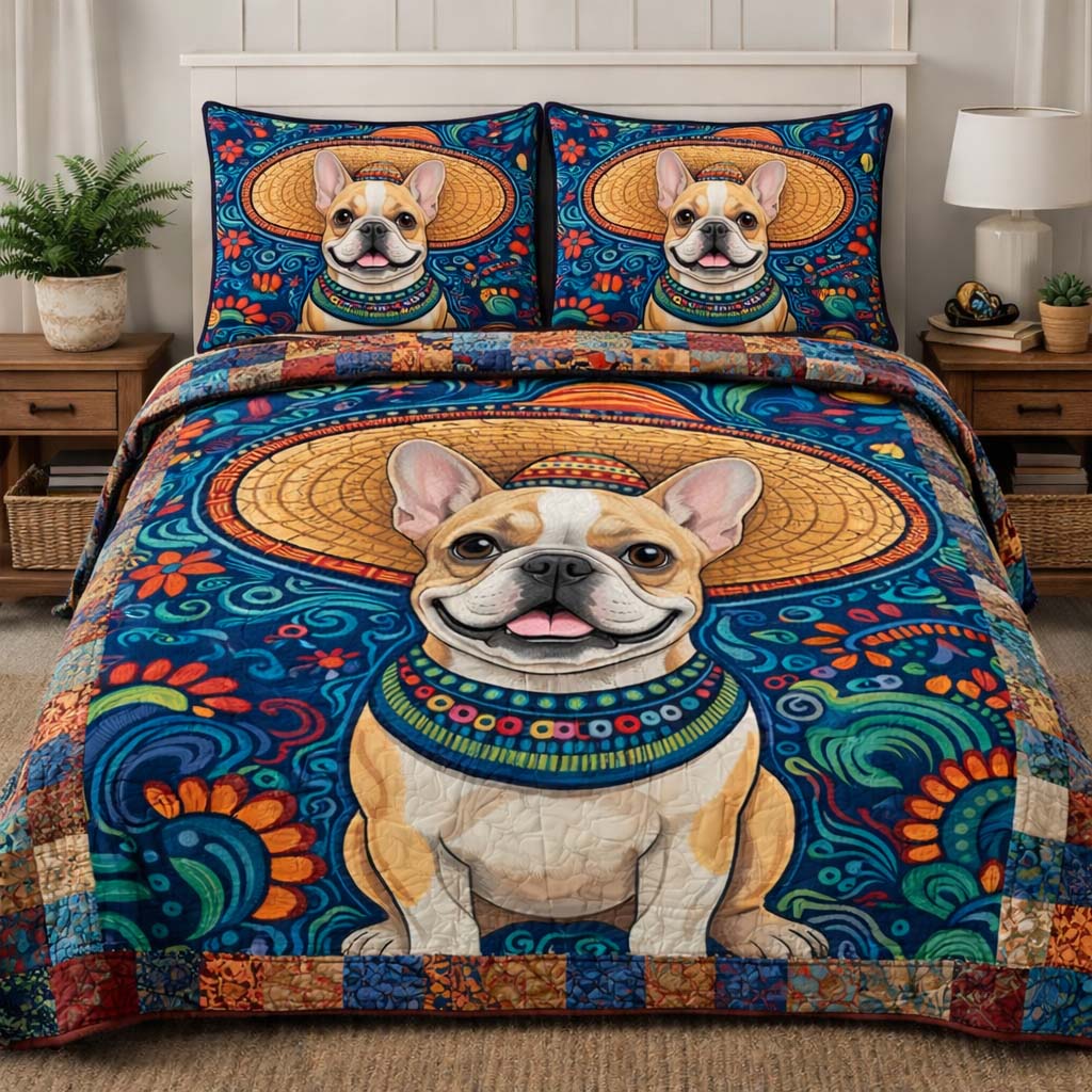 French Bulldog Quilted Bedding Set Bedspreads French Bulldog Dad Gifts