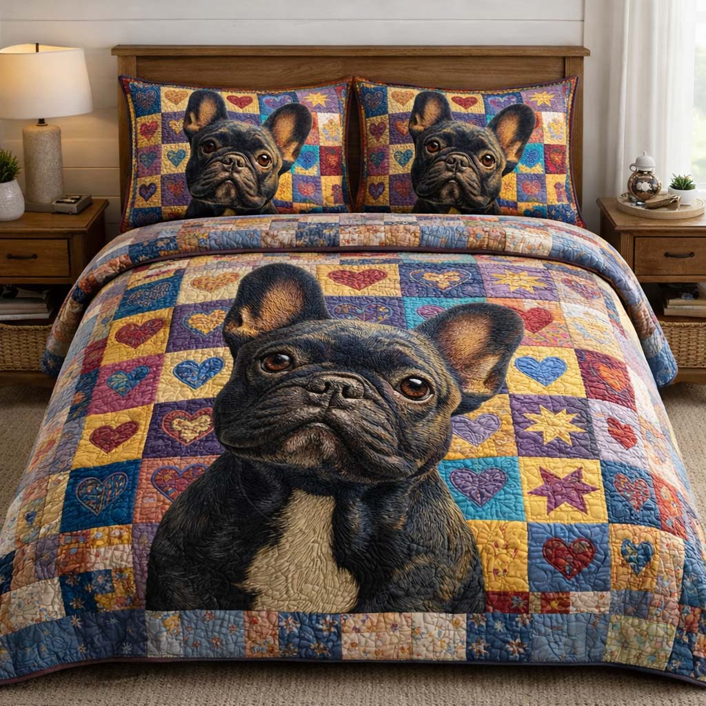 French Bulldog Quilted Bedding Set Best Bedding Comforter Sets French Bulldog Lover Gifts