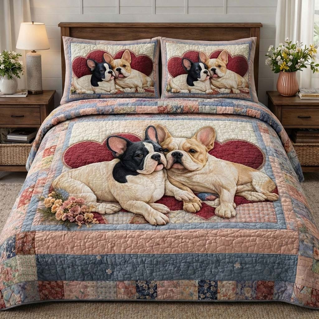 French Bulldog Quilted Bedding Set Best Bedding Sets French Bulldog Mom Gifts