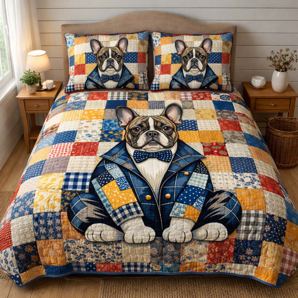 French Bulldog Quilted Bedding Set Best King Bedding Sets French Bulldog Themed Gifts