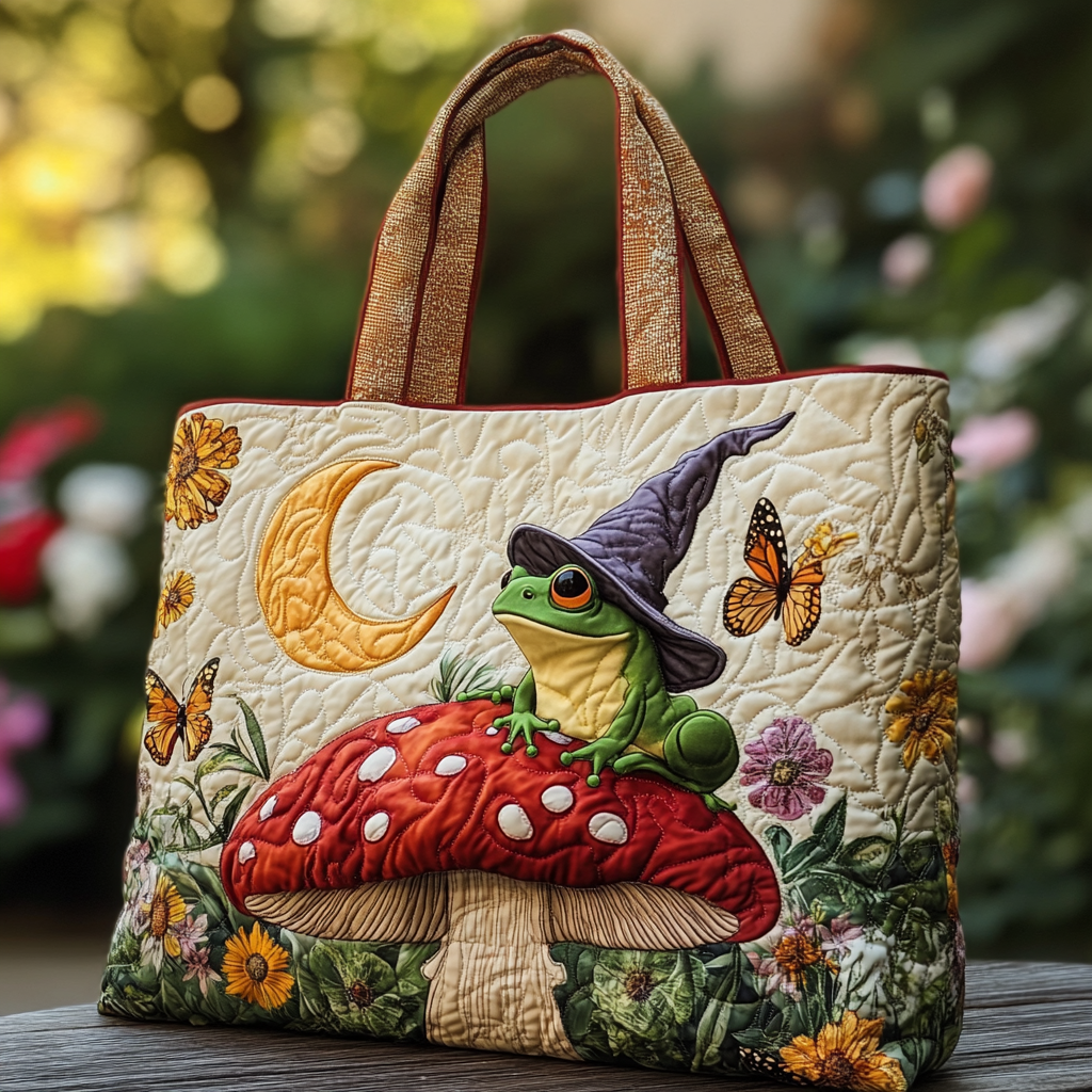 Frog Meadow Quilted Tote Bag Best Everyday Tote Bag Frog Christmas Gifts