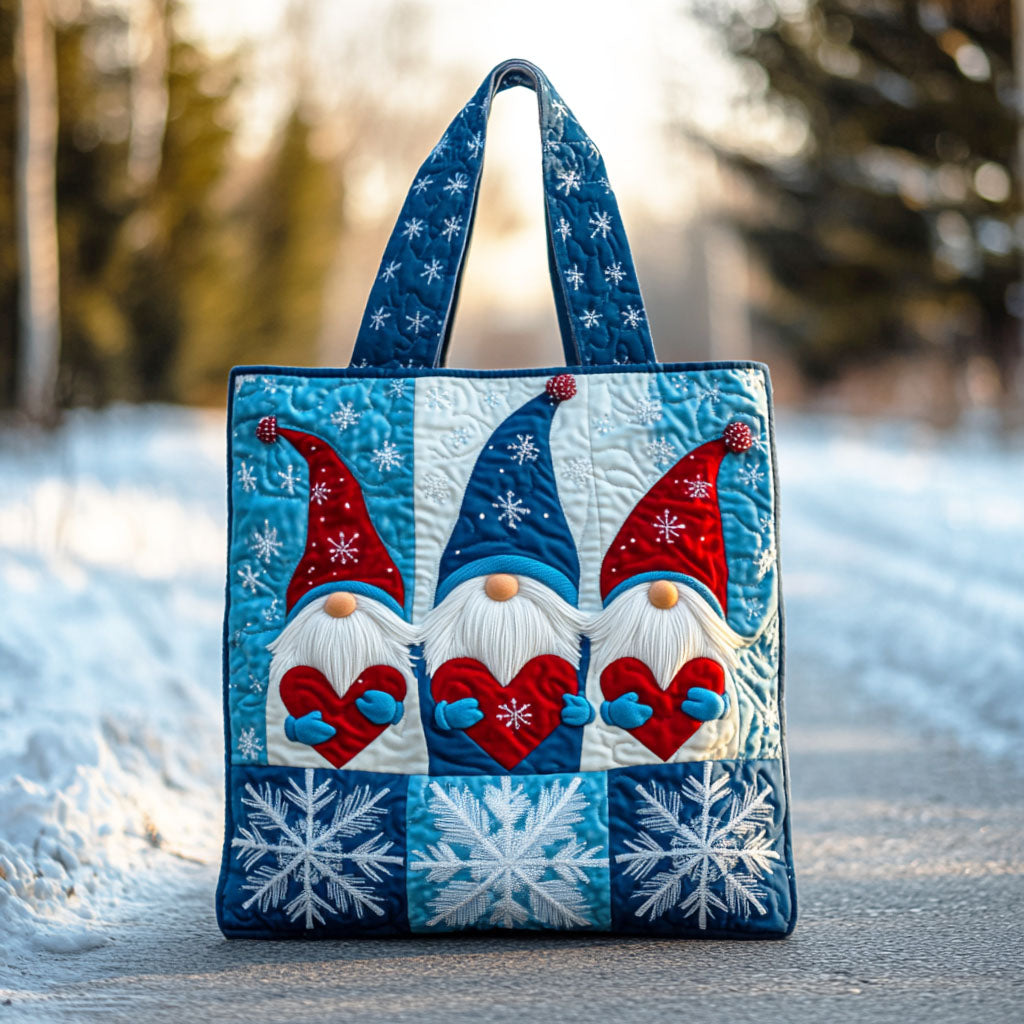 Frost Gnome Heart Quilted Tote Bag Christmas Totebag Christmas Ideas For Girlfriend