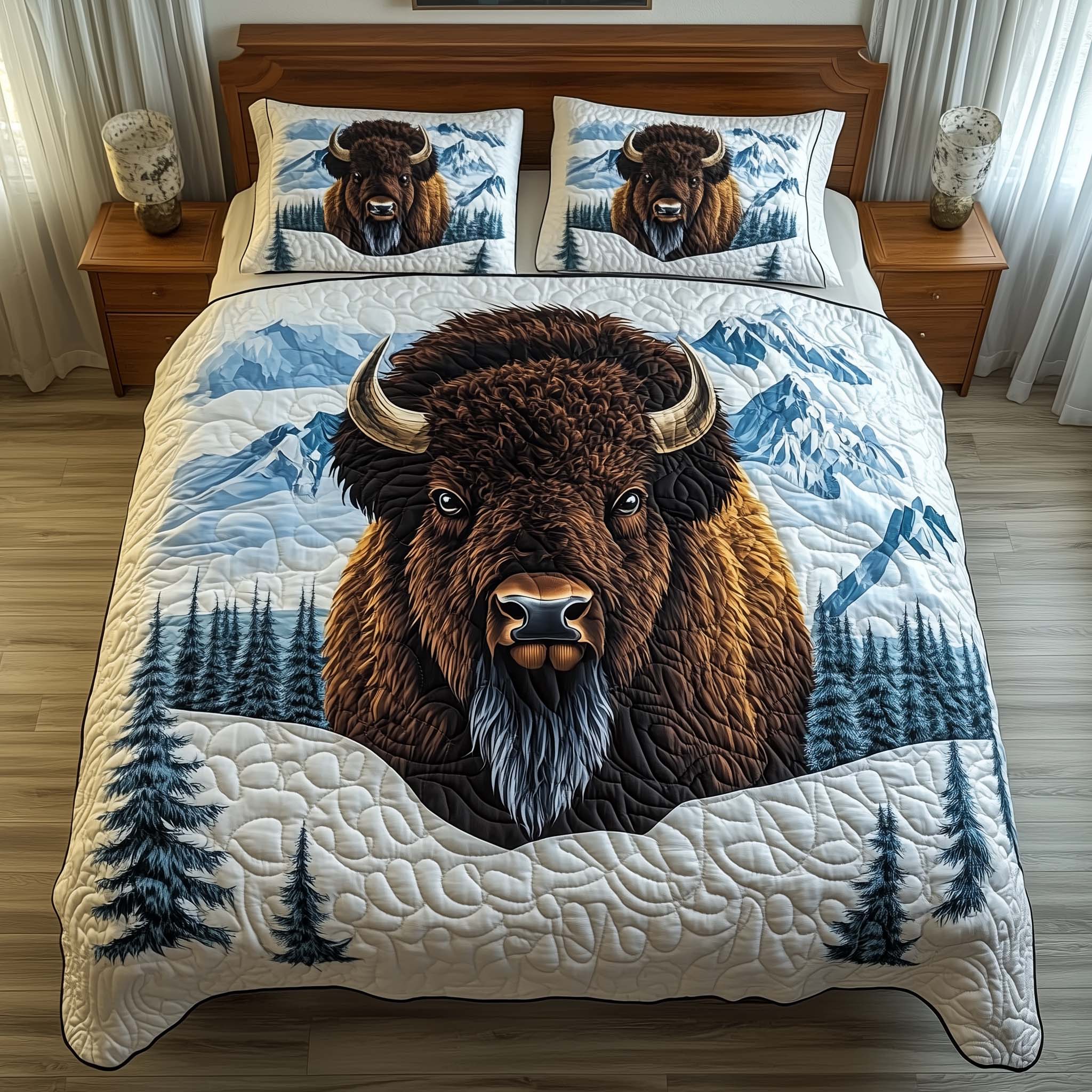 Frosted Bison Quilted Bedding Set Great Bed Sets Mothers Birthday Present