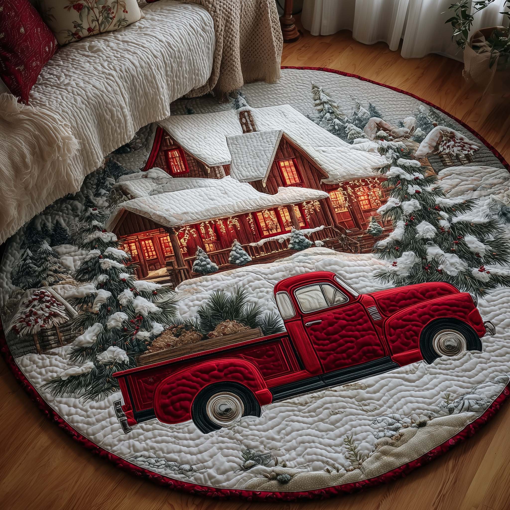 Frosted Journey Quilted Round Mat Comfortable Quilted Round Mat for Relaxing Moments